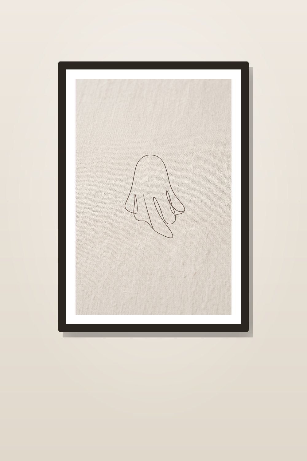 Neutral Minimalist Halloween Wall Art Set — 6 Printable Modern Minimalist Spooky Ghost Prints Digital Download — styled in a room