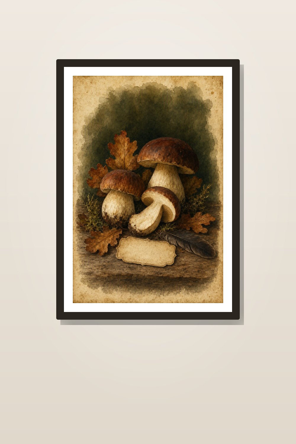 Fall Mushroom Wall Art Printable Set, Vintage Moody Autumn Botanical Gallery Wall