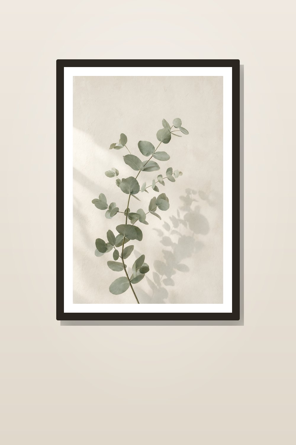 Minimalist Spa Bathroom Wall Art Printable Set, Eucalyptus & River Stone Neutral Prints