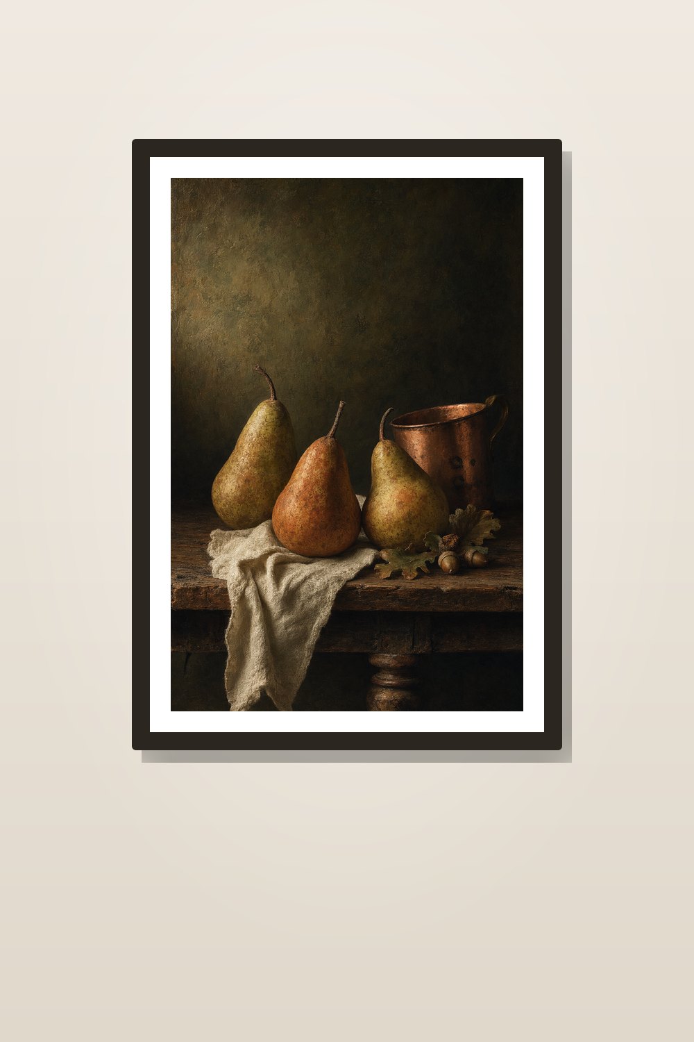 Fall Kitchen Wall Art Printable Set, Moody Autumn Harvest Still Life, Pear & Fig Vintage Decor Bundle