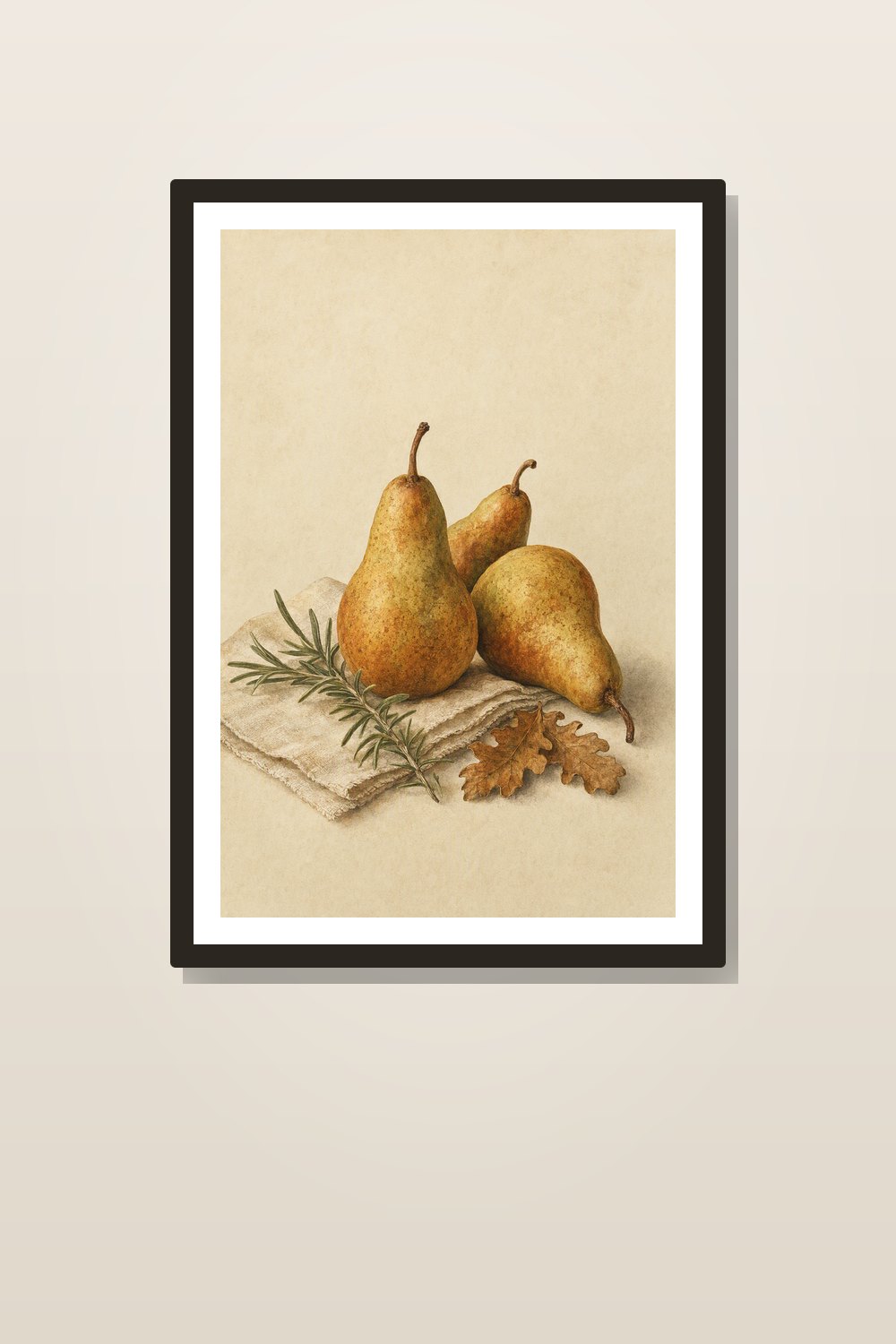 Autumn Botanical Kitchen Wall Art Printable Set, Vintage Harvest Still Life Prints, Pear Quince Copper Cookware Fall Decor