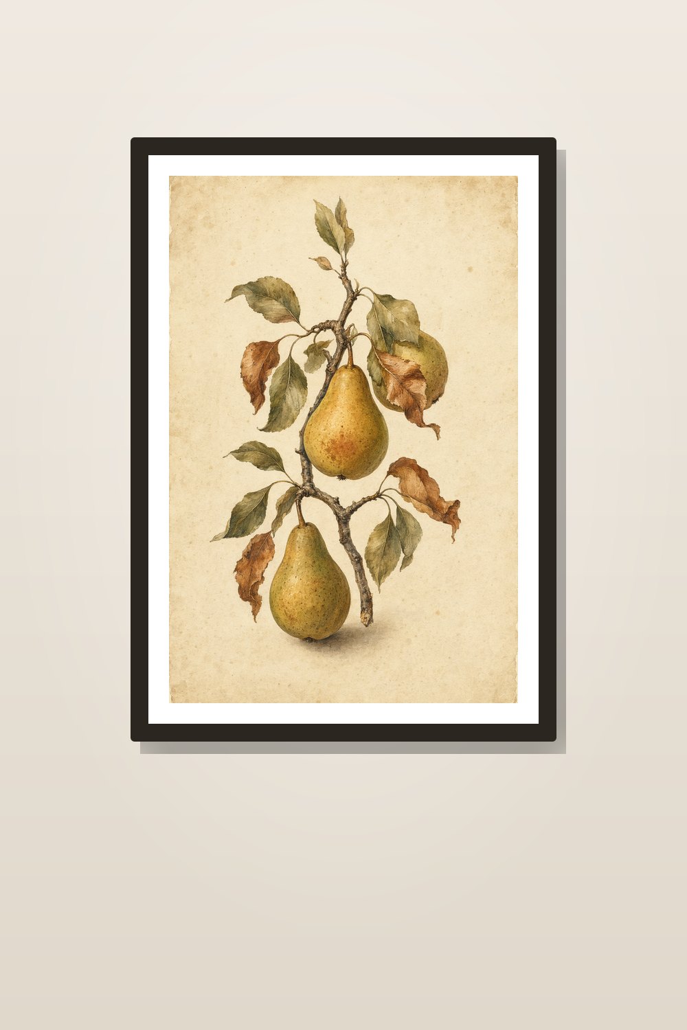 Autumn Pear Kitchen Wall Art Printable Set, Vintage Quince Botanical Prints