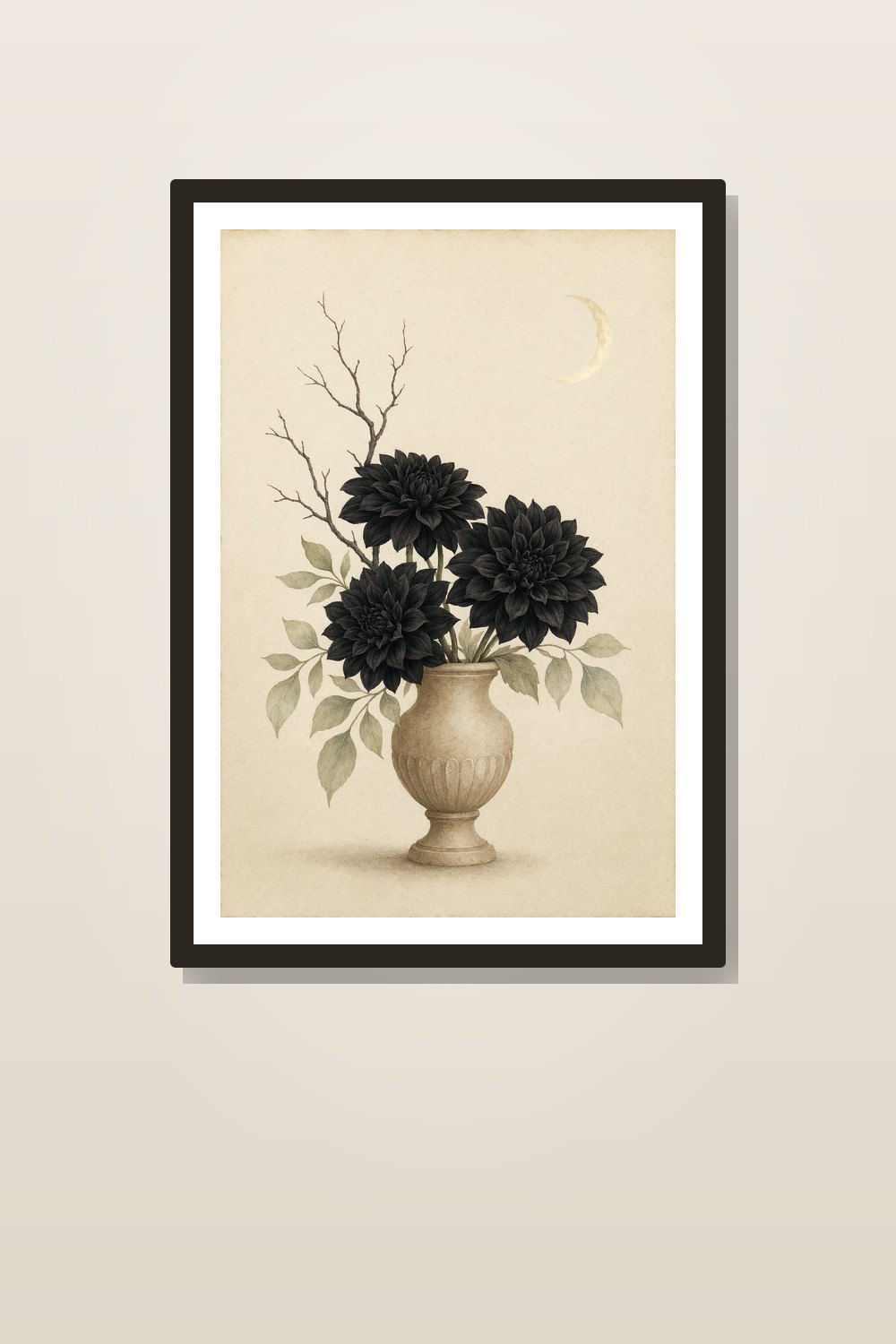 Neutral Halloween Wall Art Printable Set, Moody Botanical Gallery Wall