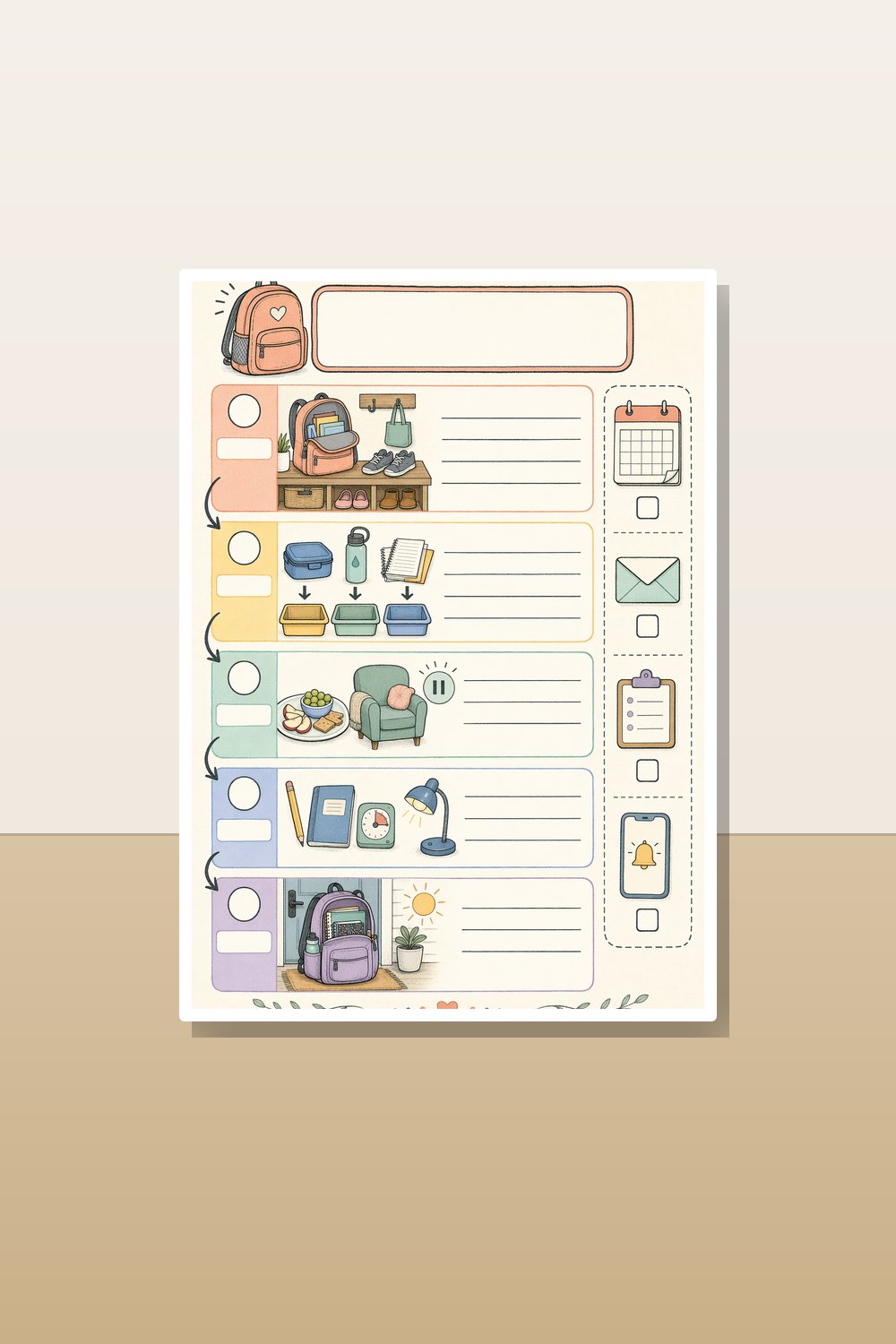 ADHD Mom Back to School Printable | Visual Homework Routine & Backpack Launch Pad Bundle