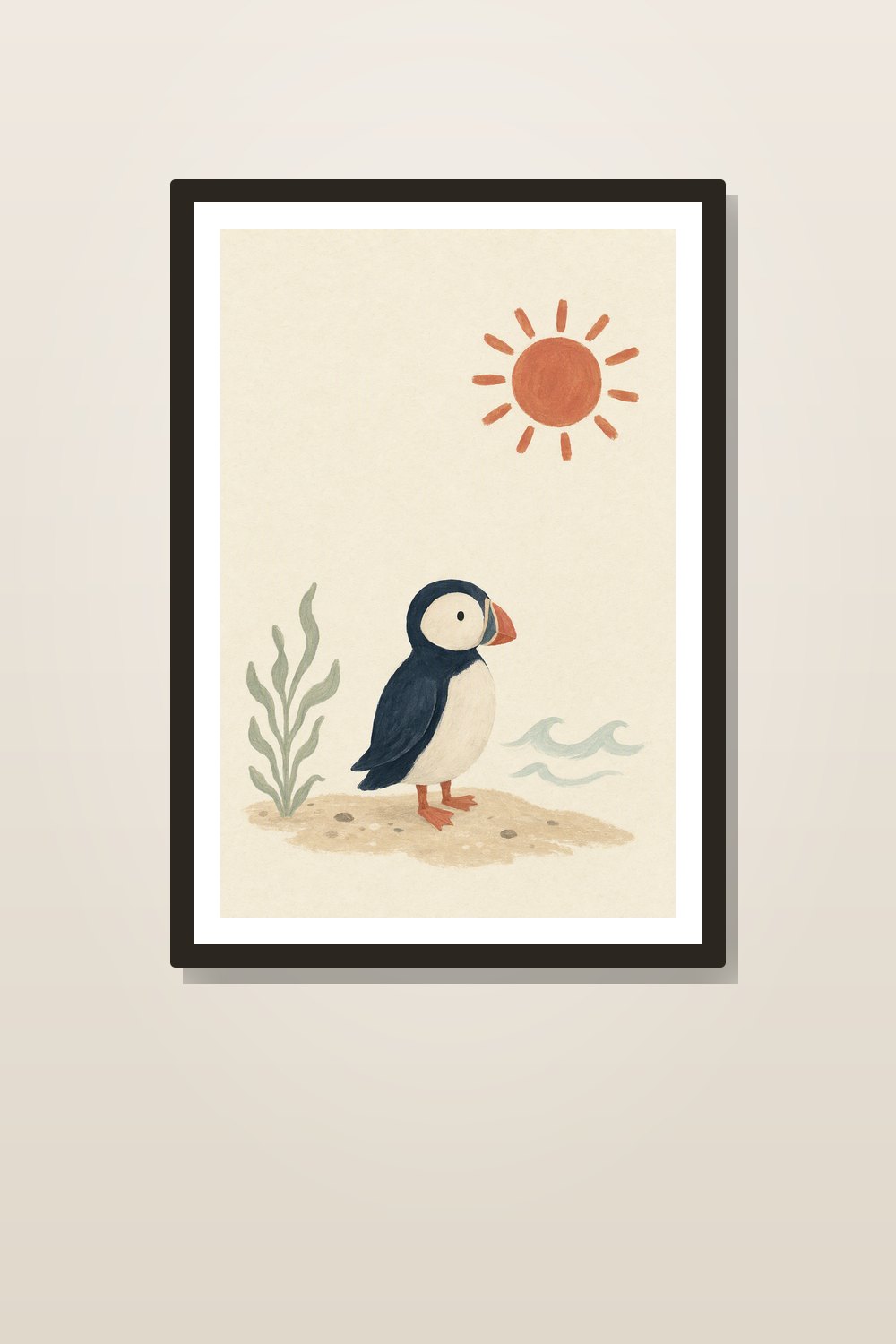 Affiche Chambre Bébé Scandinave – Lot de 6 Posters Macareux Marins