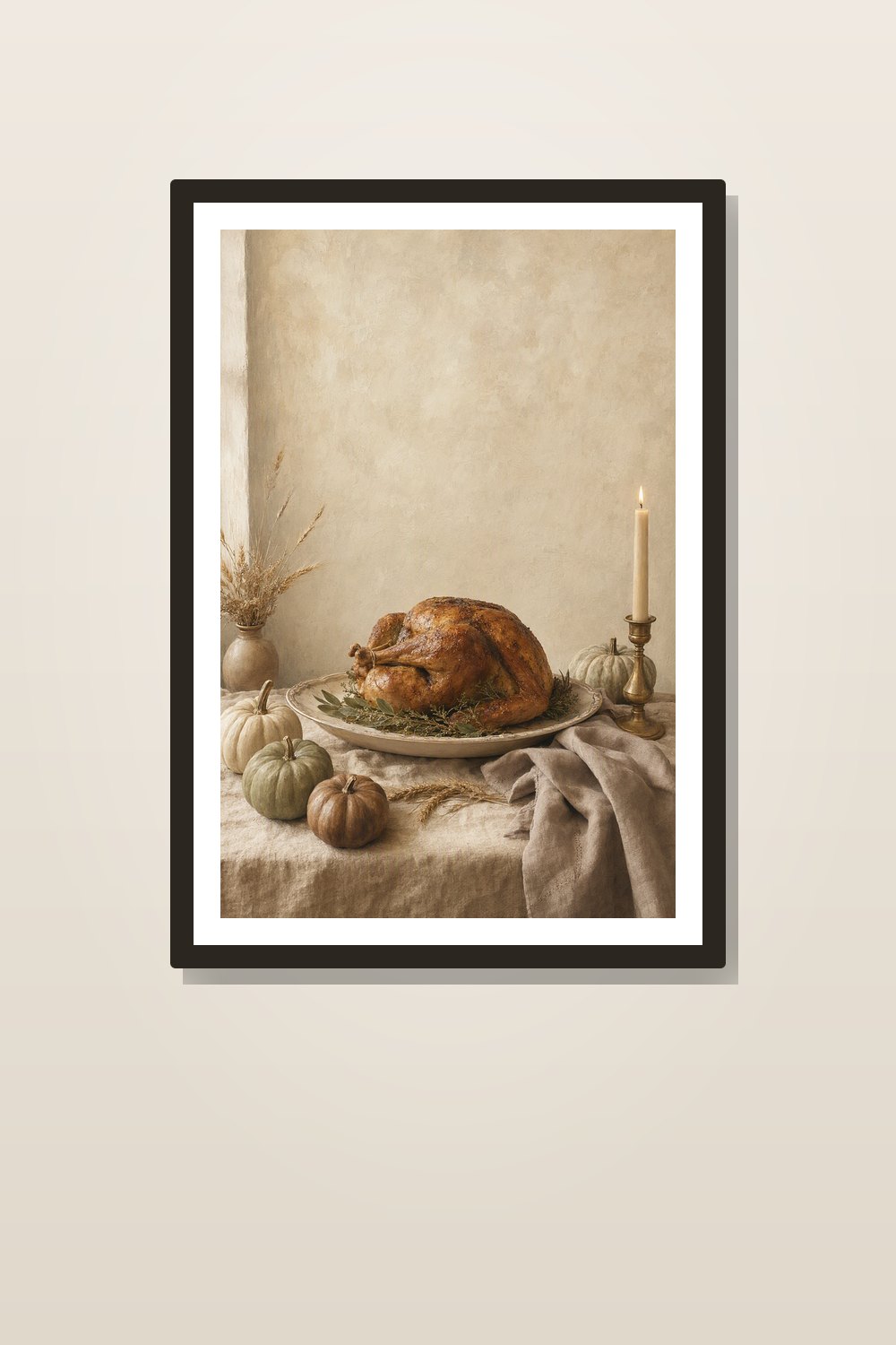 Neutral Thanksgiving Wall Art Printable Set, Heirloom Pumpkin Pear Dining Room Decor