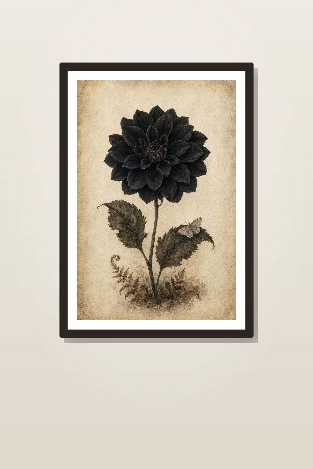 Gothic Botanical Halloween Wall Art Printable Set, Vintage Black Dahlia & Moth Gallery Wall