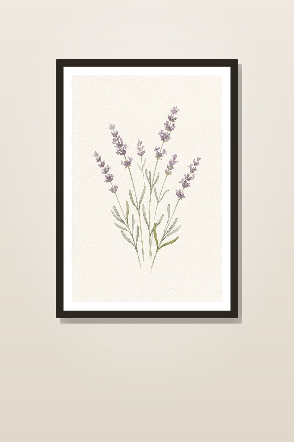 French Nursery Wall Art Printable Set - Lavender and Olive Branch Provence Baby Room Decor, Neutral Botanical Watercolor Prints — styled in a room