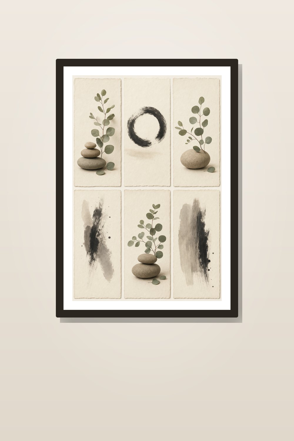 Minimalist Japandi Bathroom Wall Art Set of 6, Neutral Spa Printable Decor