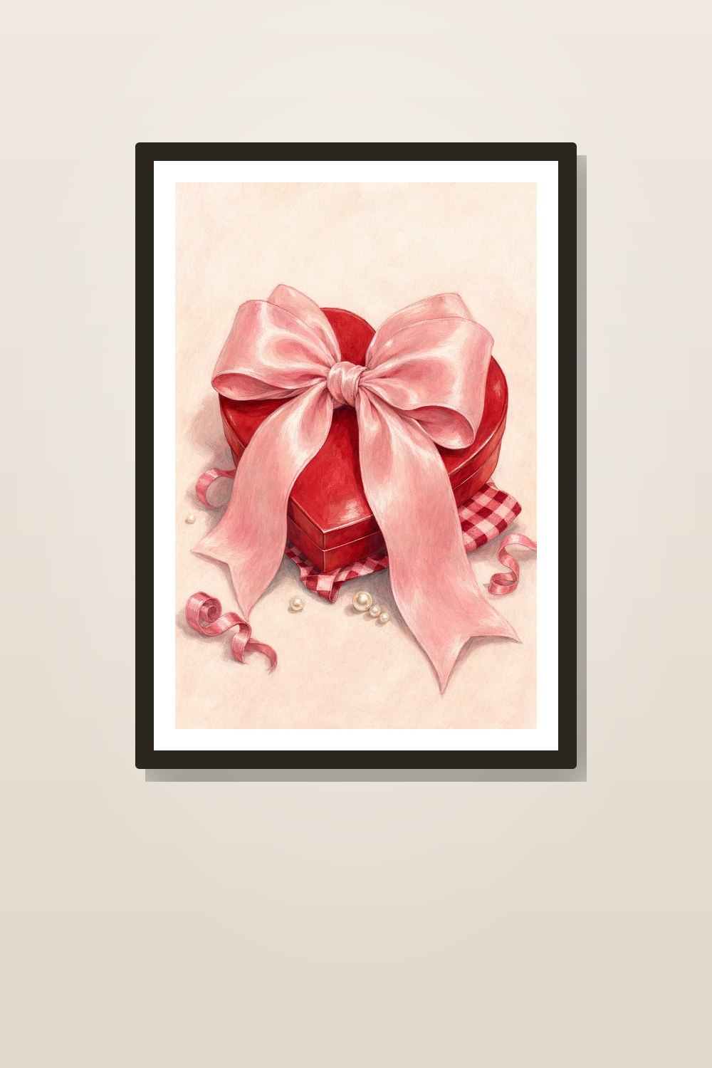 Coquette Valentine Wall Art Printable Set, Pastel Pink Bow & Heart Gallery Wall Bundle