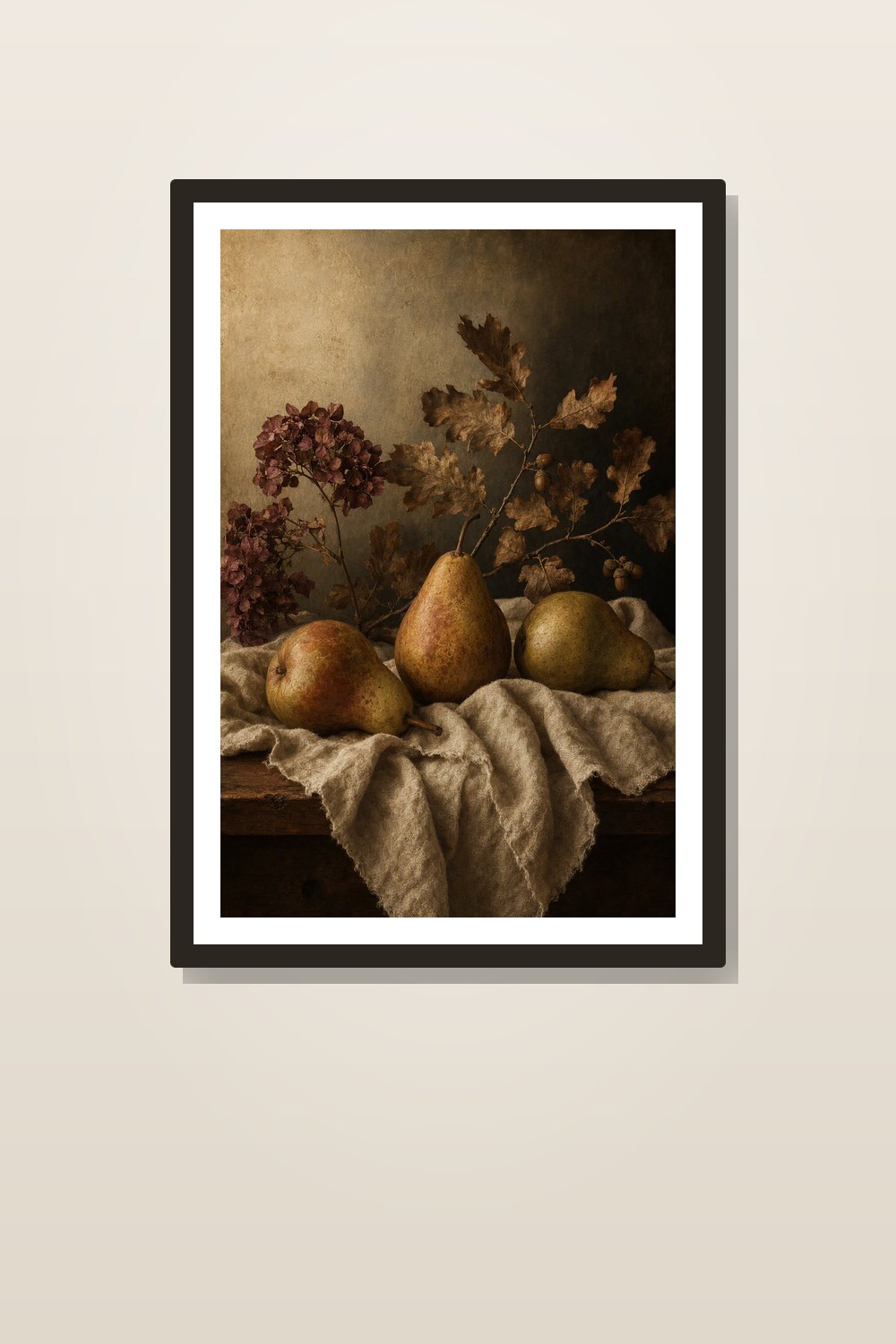 Vintage Fall Wall Art Printable Set, Moody Autumn Still Life Prints, Pear Fig Quince Kitchen Decor Bundle