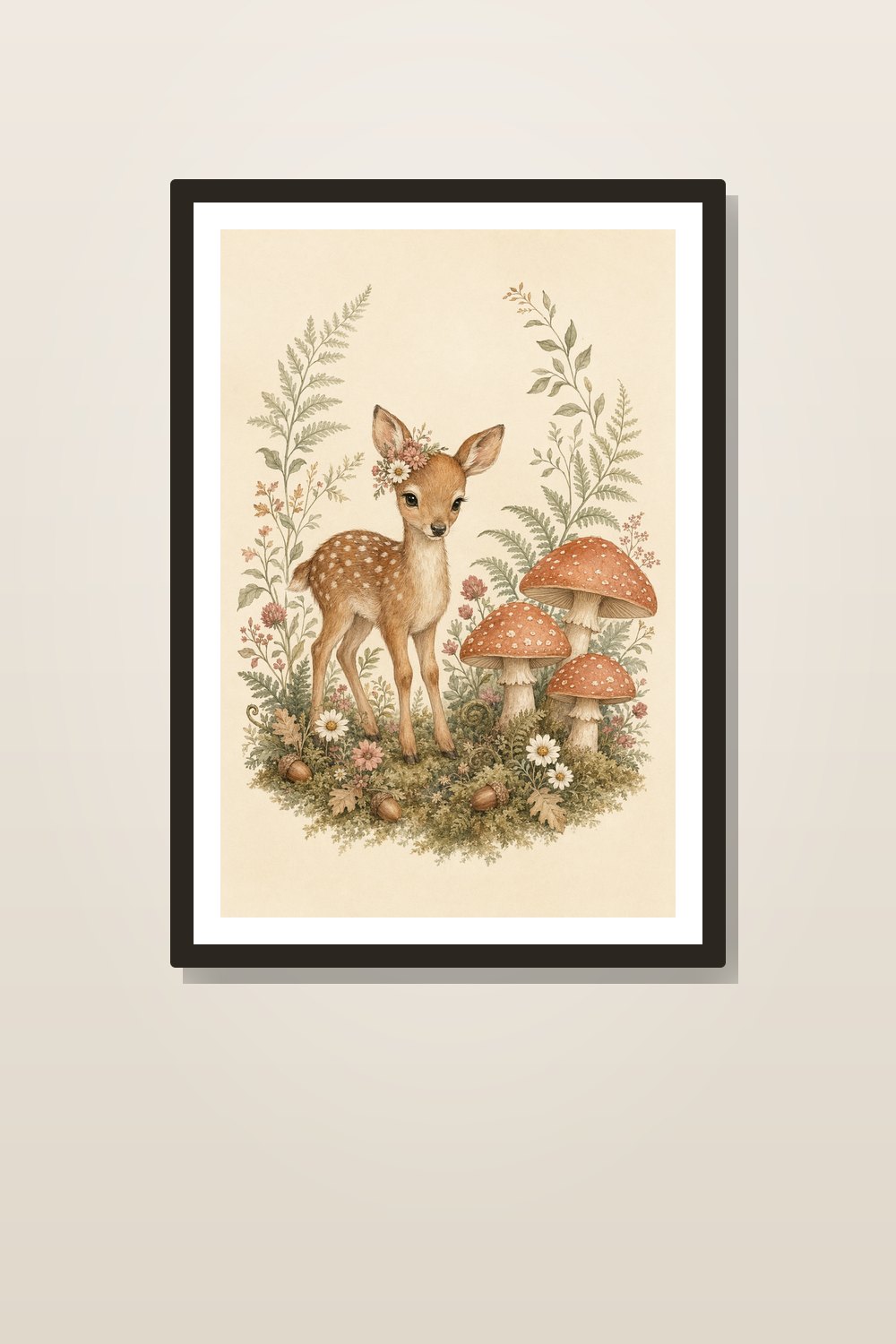 Storybook Woodland Nursery Wall Art Printable Set, Mushroom Animal Prints