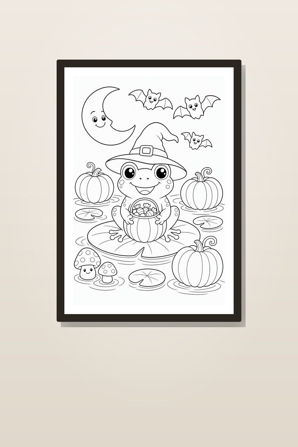 Halloween Frog Coloring Pages Printable Bundle | Cute Witch Frog PDF for Kids