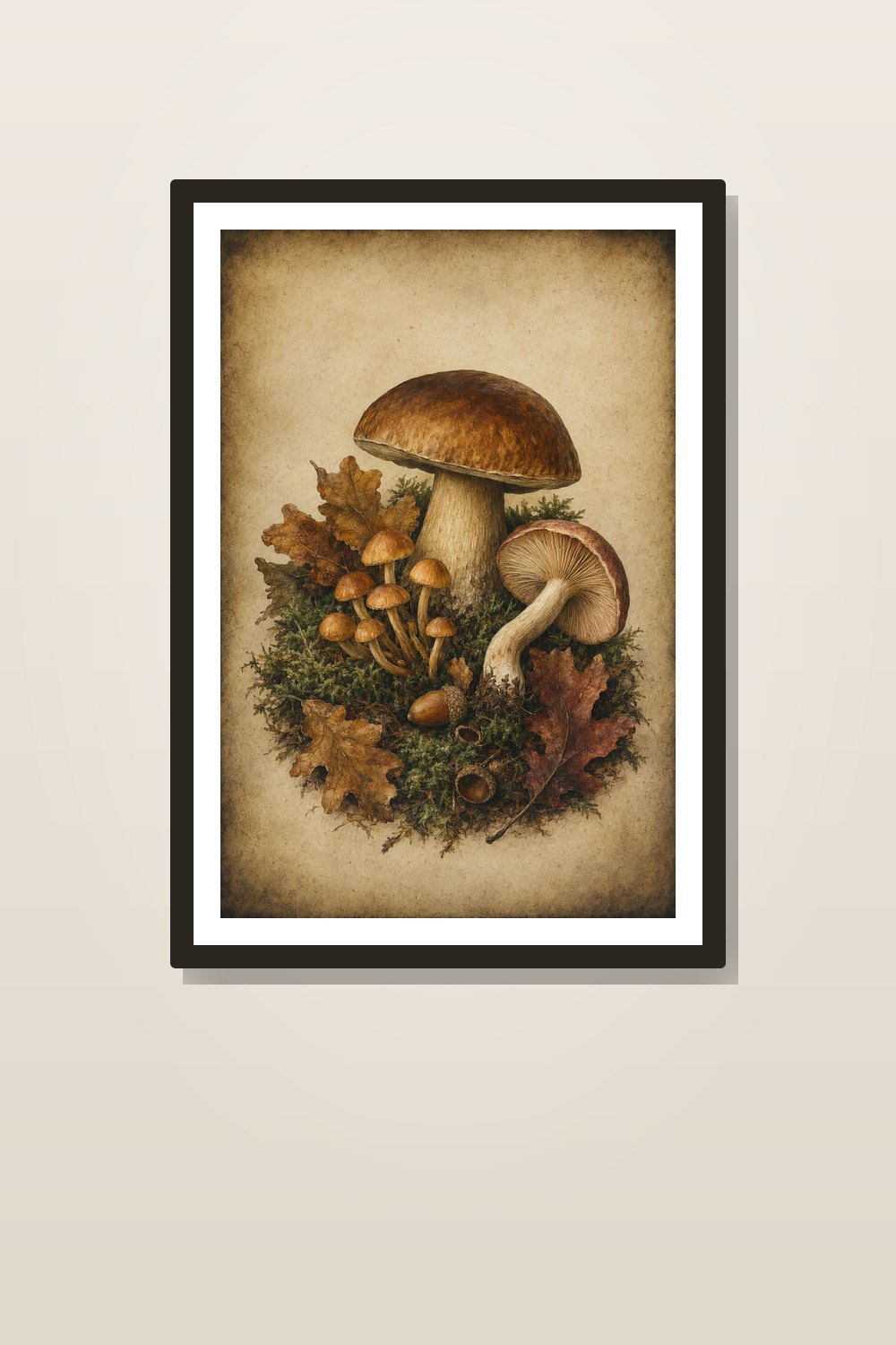 Mushroom Fall Printable Wall Art Set, Vintage Botanical Fern Gallery Prints