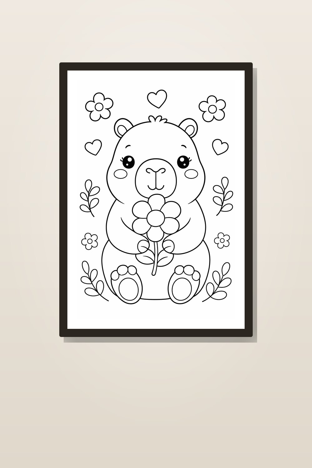 Capivara para Colorir Kit com 8 Desenhos PDF + PNG | Capivaras Fofas Kawaii para Imprimir e Colorir