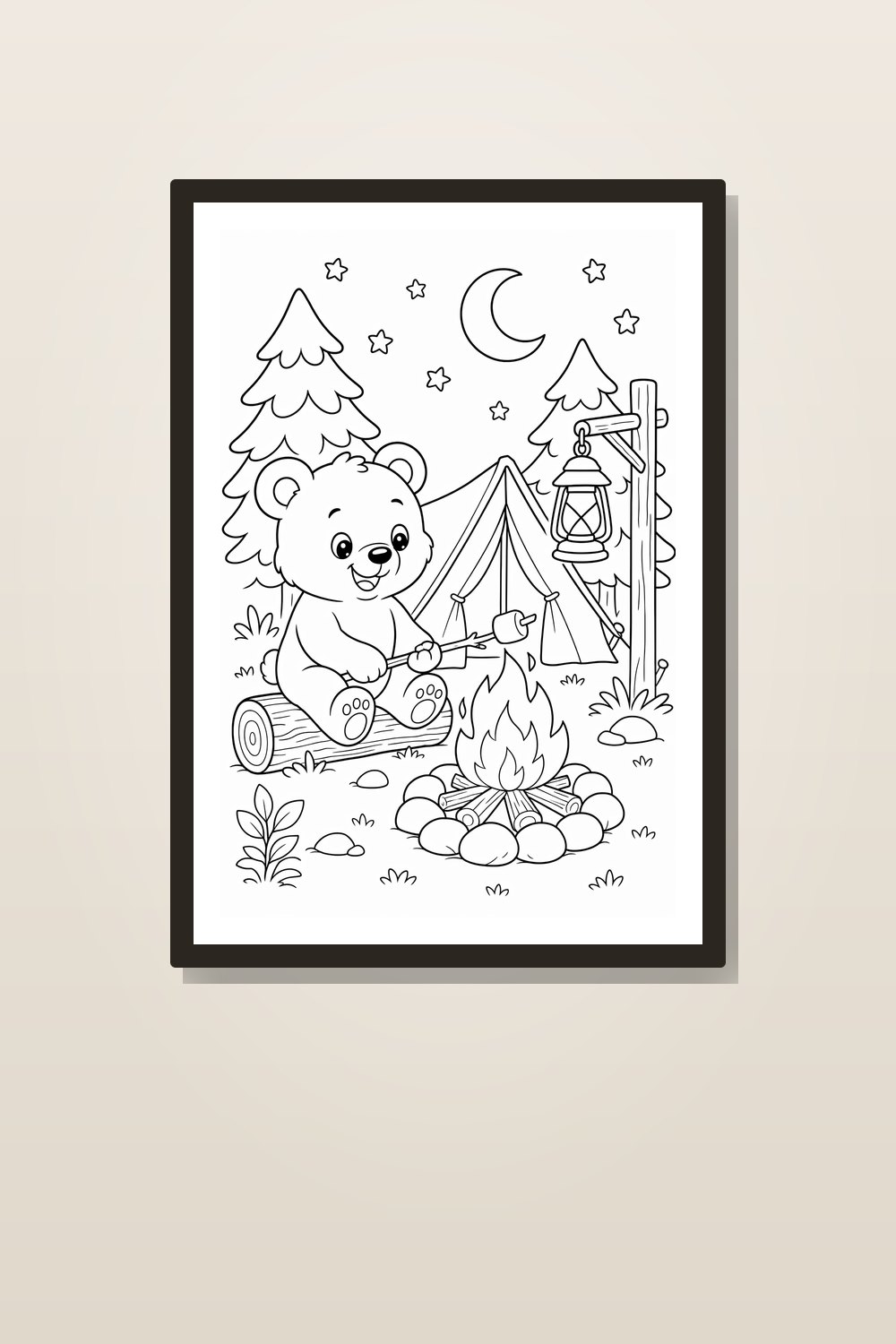 Cute Camping Woodland Animal Coloring Pages Printable Bundle for Kids, Forest Animals Camping Coloring Book Pages PDF Set