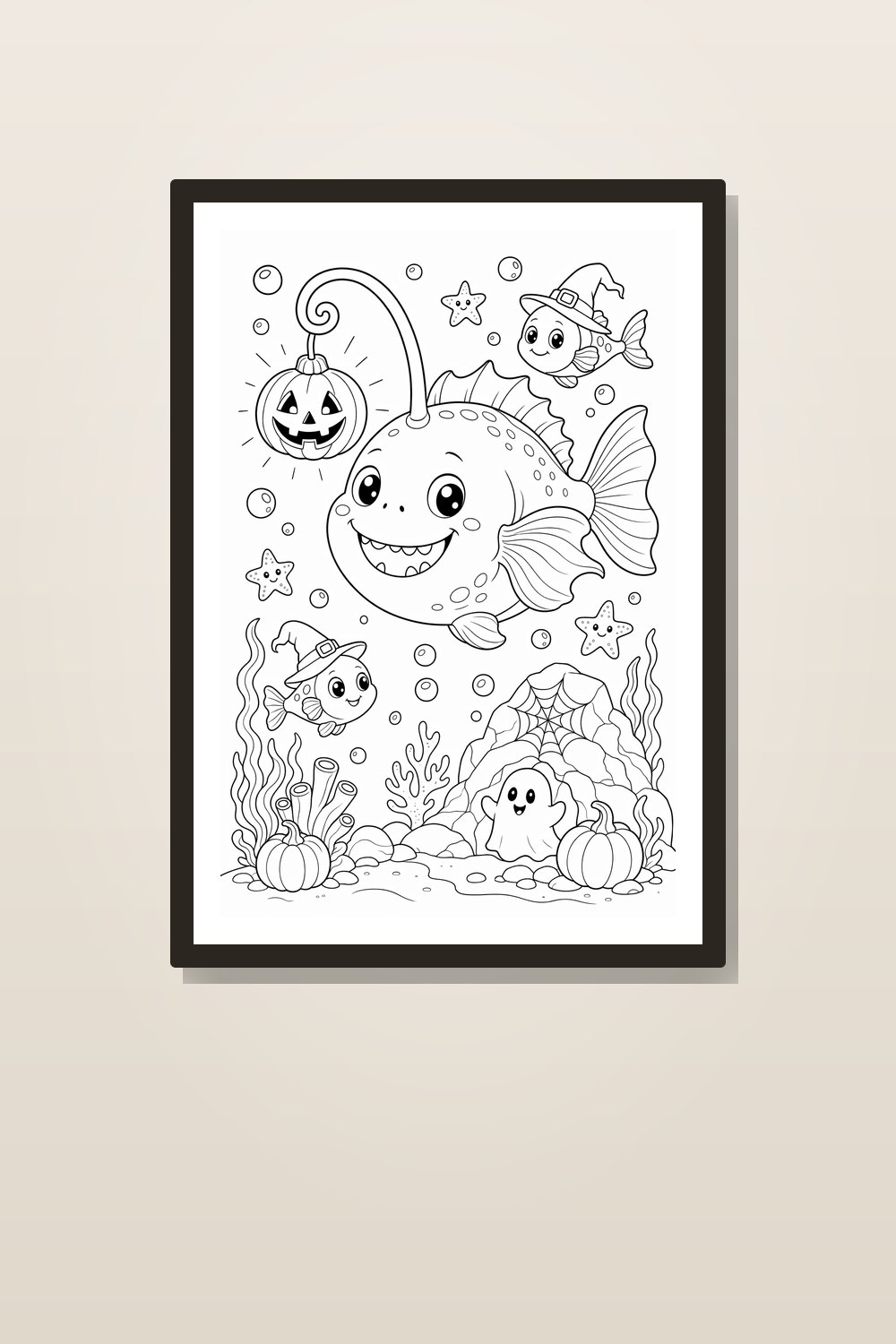 Halloween Ocean Coloring Pages Printable – Deep Sea Creatures Coloring Pack for Kids