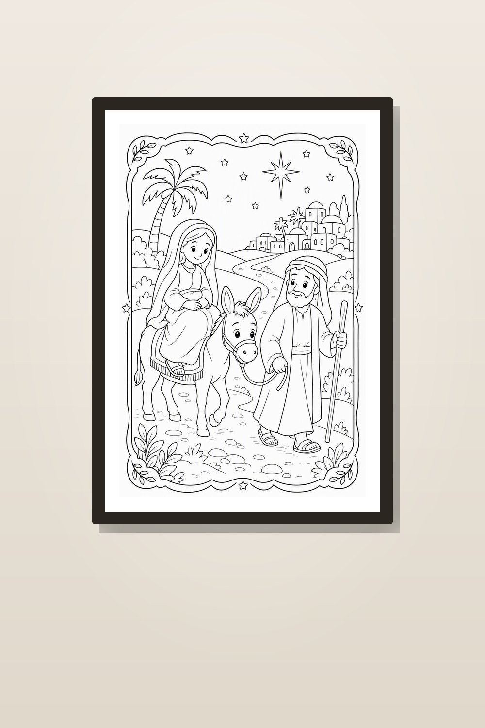 Nativity Coloring Pages Printable - Christian Christmas Coloring Pages for Kids, Bethlehem PDF Set