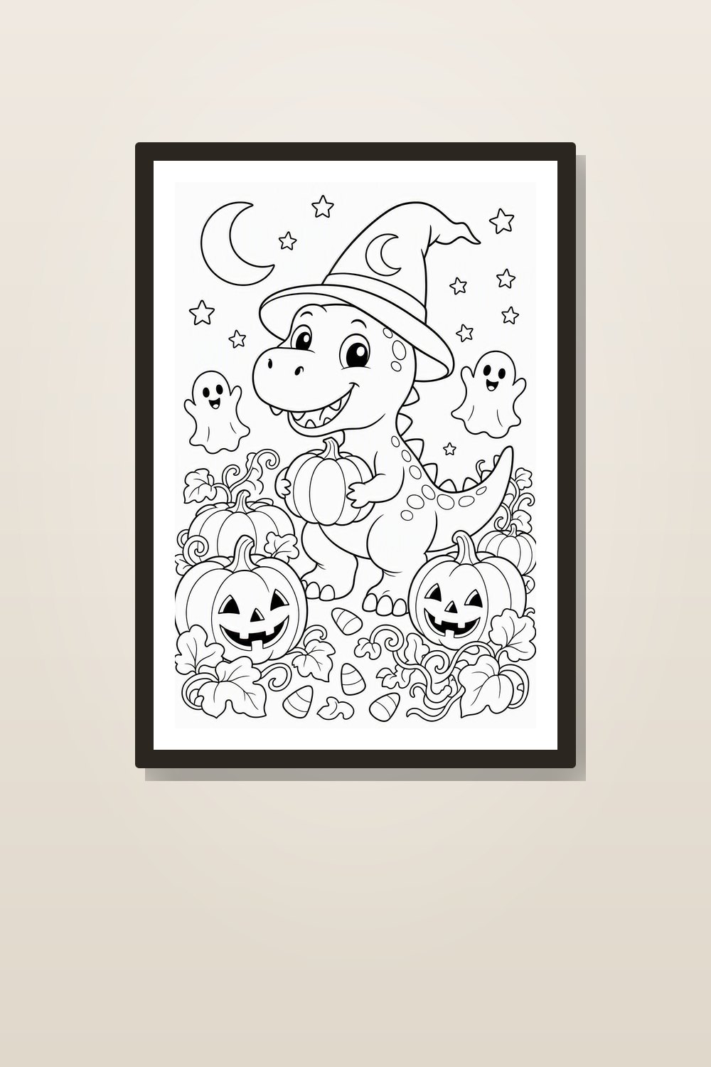 Halloween Dinosaur Coloring Pages Printable Set, Spooky Cute Dino Coloring Book PDF