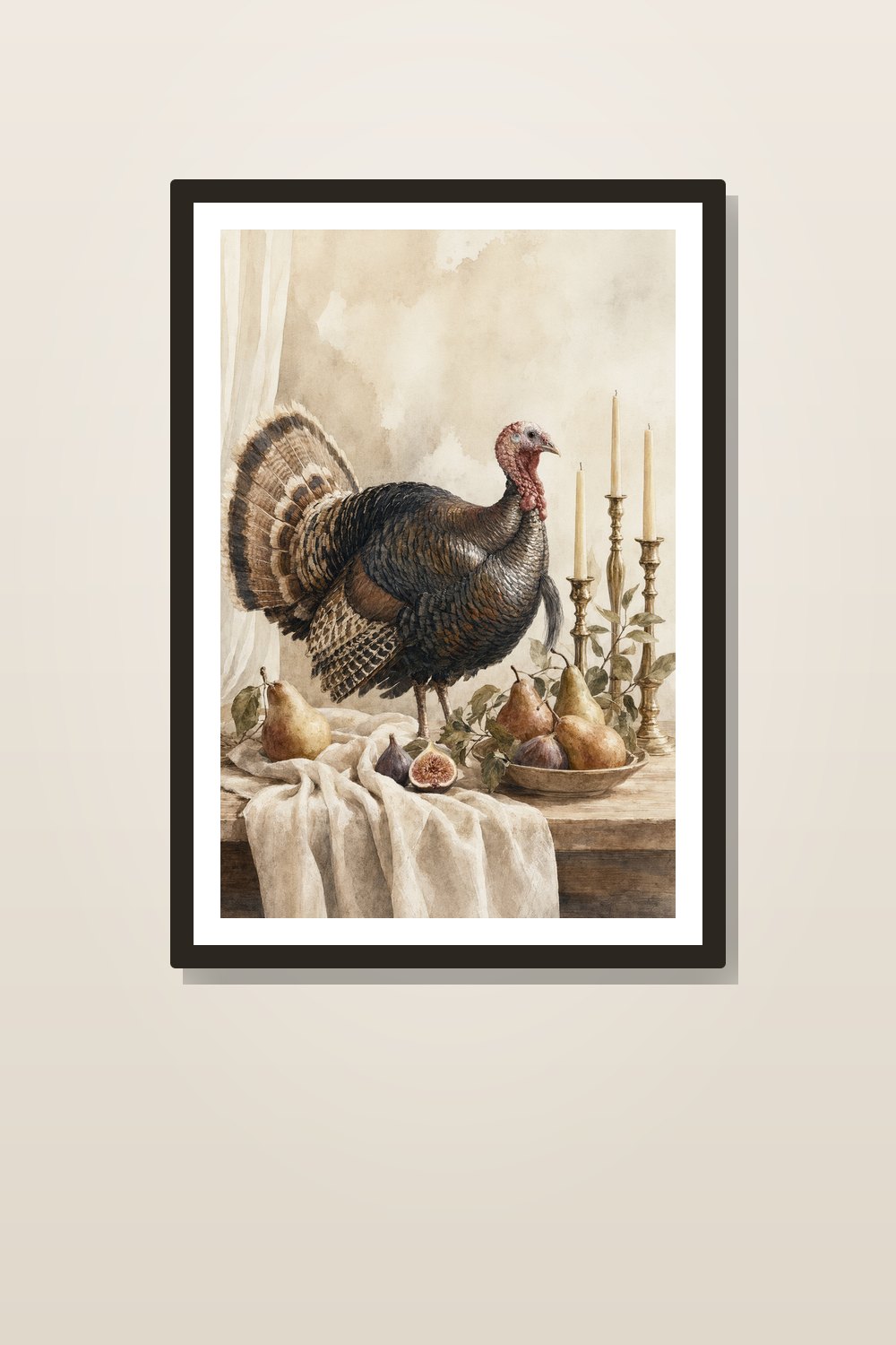 Thanksgiving Dining Room Wall Art Printable Set, Neutral Thanksgiving Wall Art Set, Watercolor Still Life Sideboard Decor Bundle