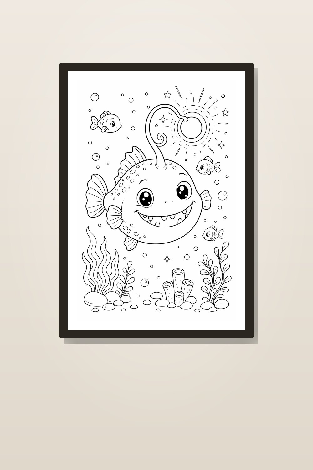 Deep Sea Animals Coloring Pages Printable | Cute Bioluminescent Ocean Kids PDF Bundle