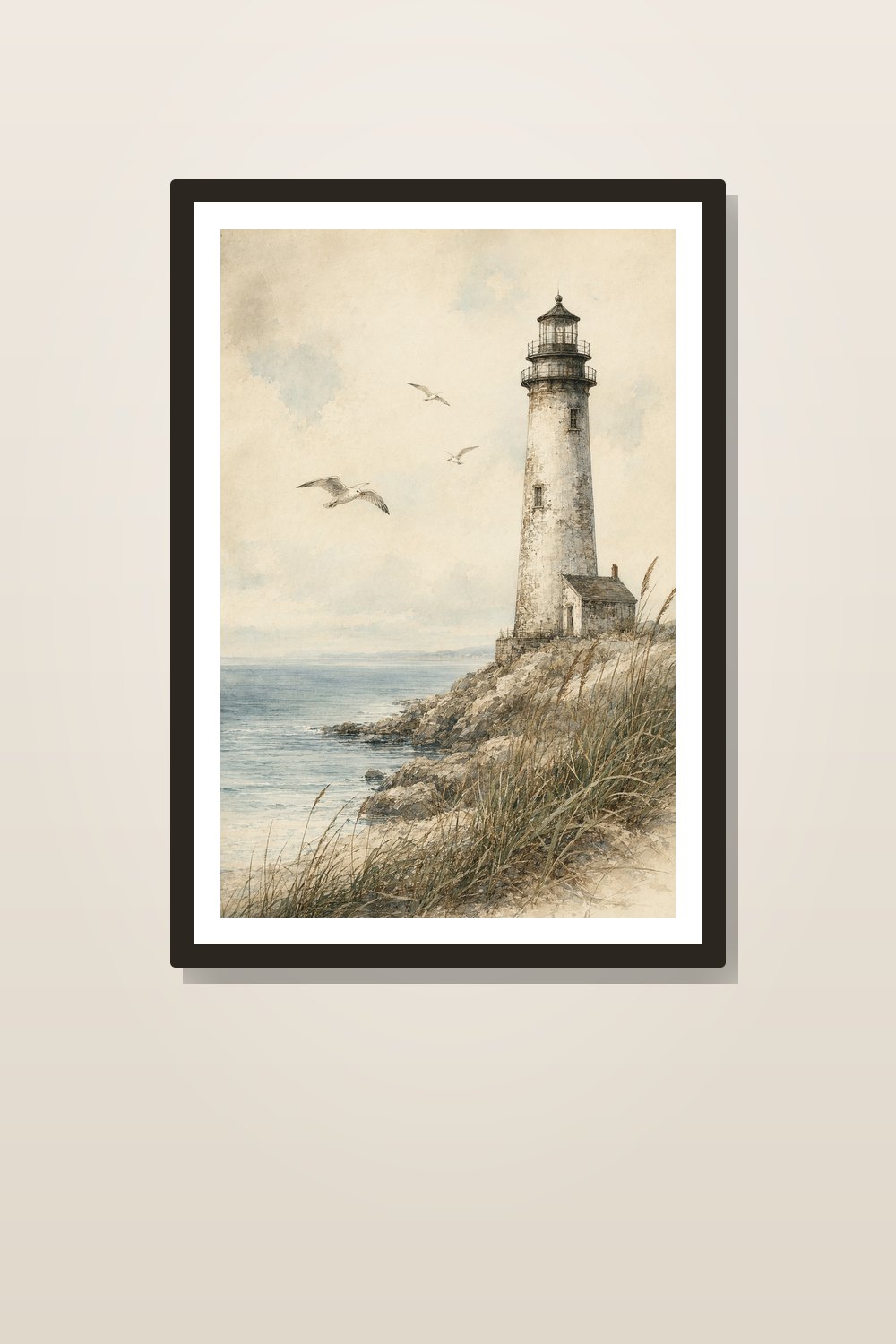 Vintage Coastal Wall Art Set Printable, Lighthouse & Shorebird Gallery Wall Bundle, Antique Nautical Beach House Decor Download