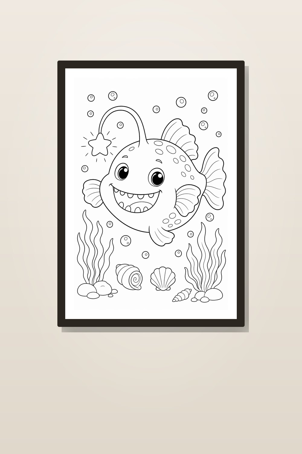 Cute Deep Sea Animals Coloring Pages Printable for Kids - 8 Page Deep Ocean Coloring Pack PDF PNG