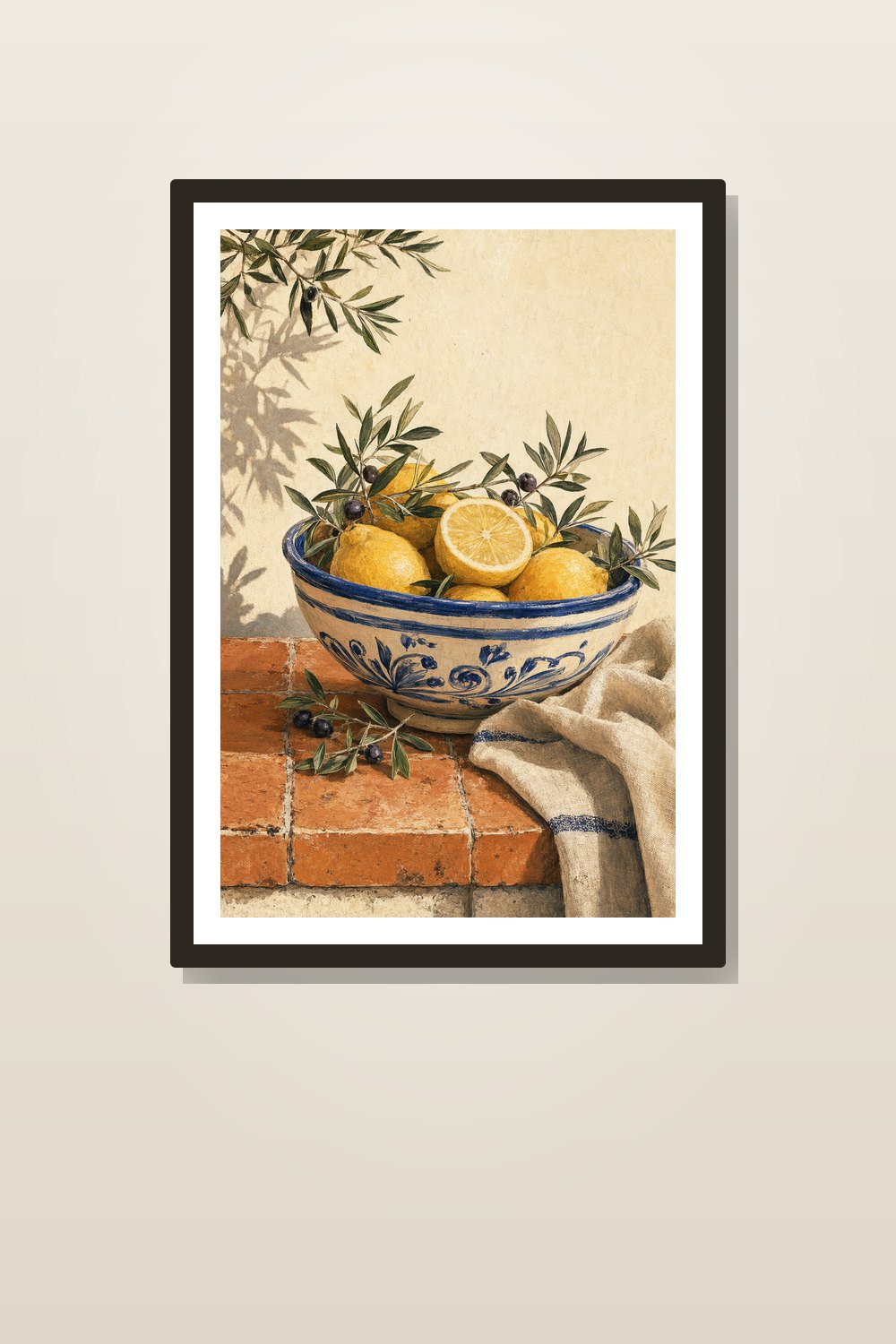 Láminas Decorativas Cocina Mediterránea, Set 6 Cuadros Imprimibles de Limones y Hierbas