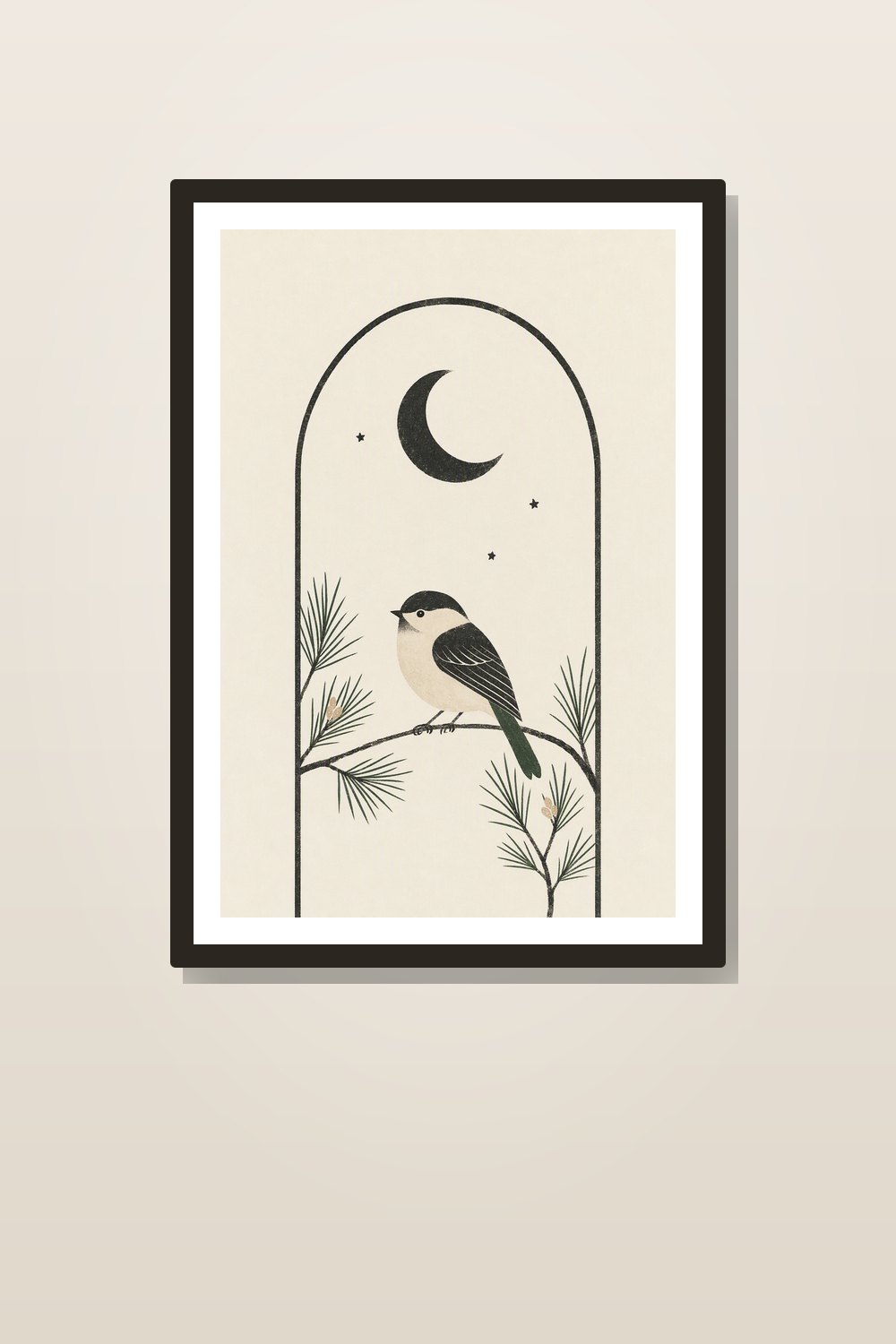 Lot de 3 Affiches Bébé Scandinave à Imprimer | Oiseaux Forêt Noir & Blanc