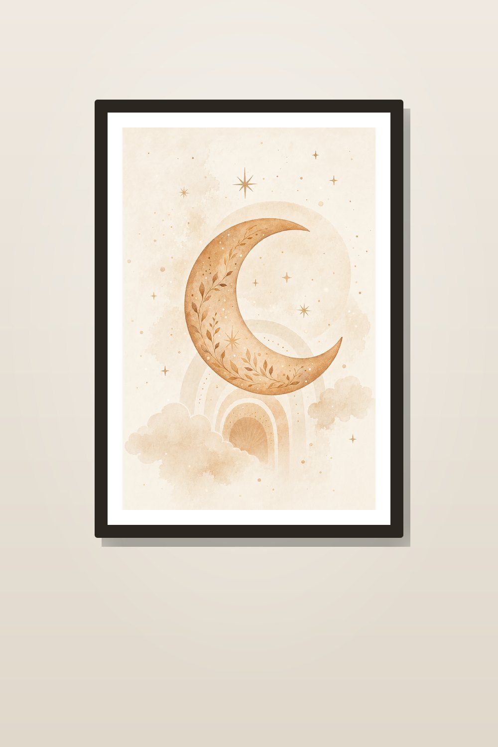 Warm Boho Celestial Nursery Wall Art Set of 6, Neutral Celestial Nursery Prints, Beige Gender Neutral Nursery Wall Art Printable Bundle