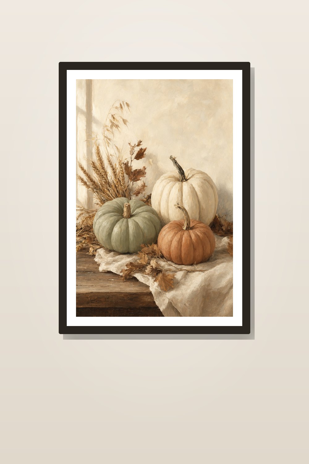Neutral Thanksgiving Wall Art Printable Set, Harvest Tablescape Decor