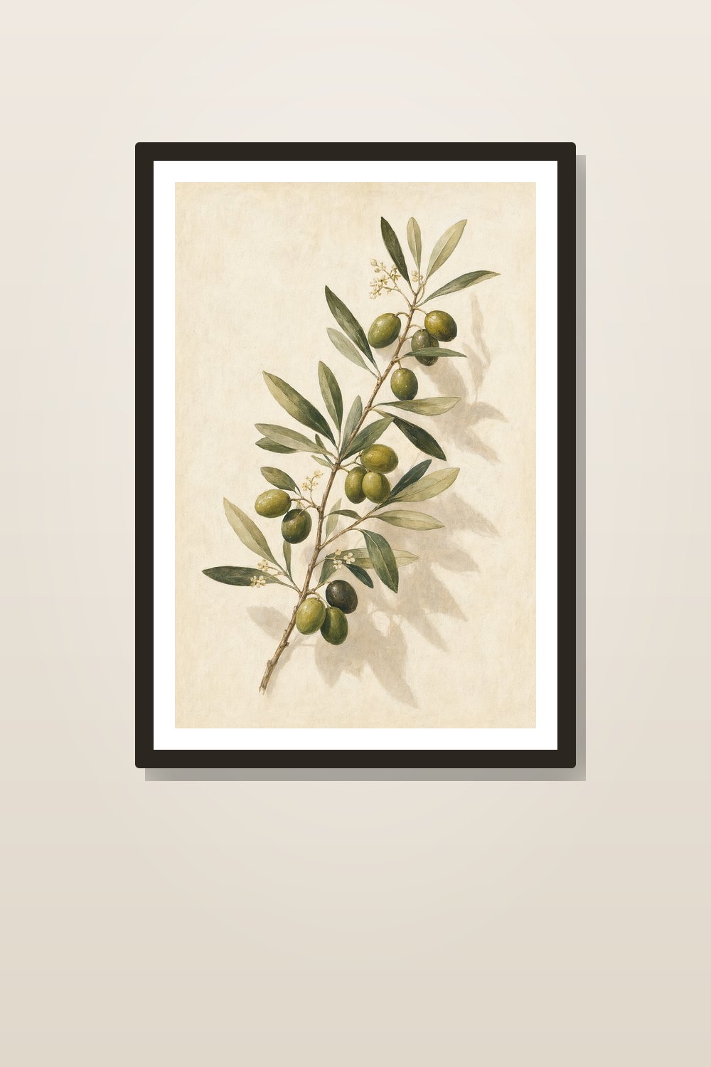 Spanish Olive Branch Kitchen Wall Art Set, Mediterranean Olive Grove Printable Decor
