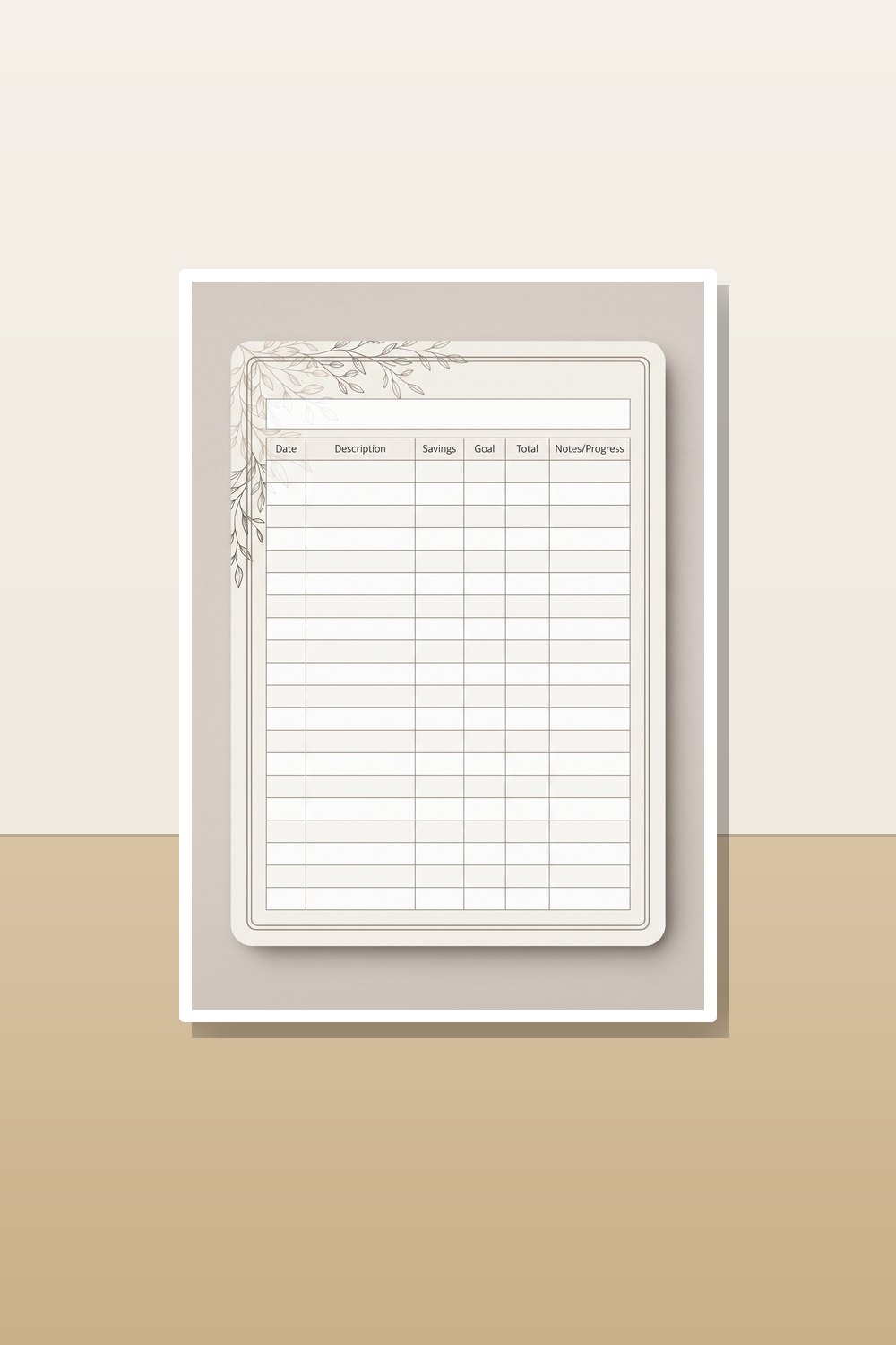A6 Sinking Fund Tracker Printable Bundle - Minimalist Savings Tracker & Cash Envelope Inserts (Serene Japandi) — styled in a room