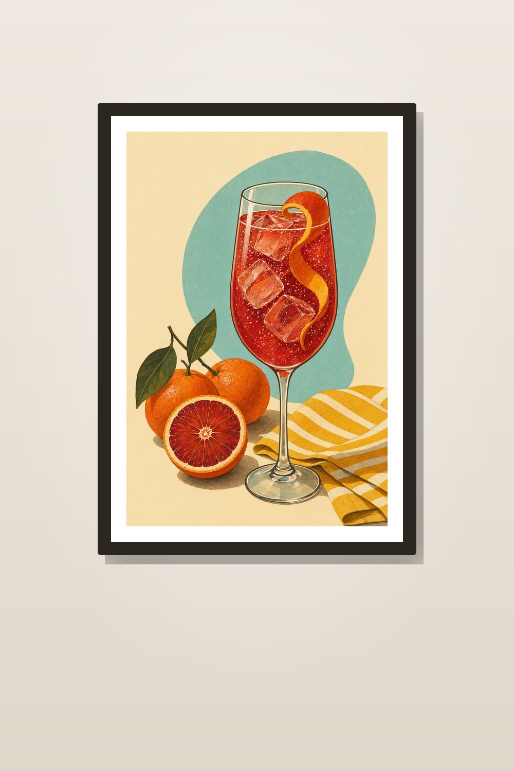 Retro Citrus Kitchen Wall Art Printable Set, Mid Century Lemon Orange Cocktail & Mocktail Bar Cart Prints