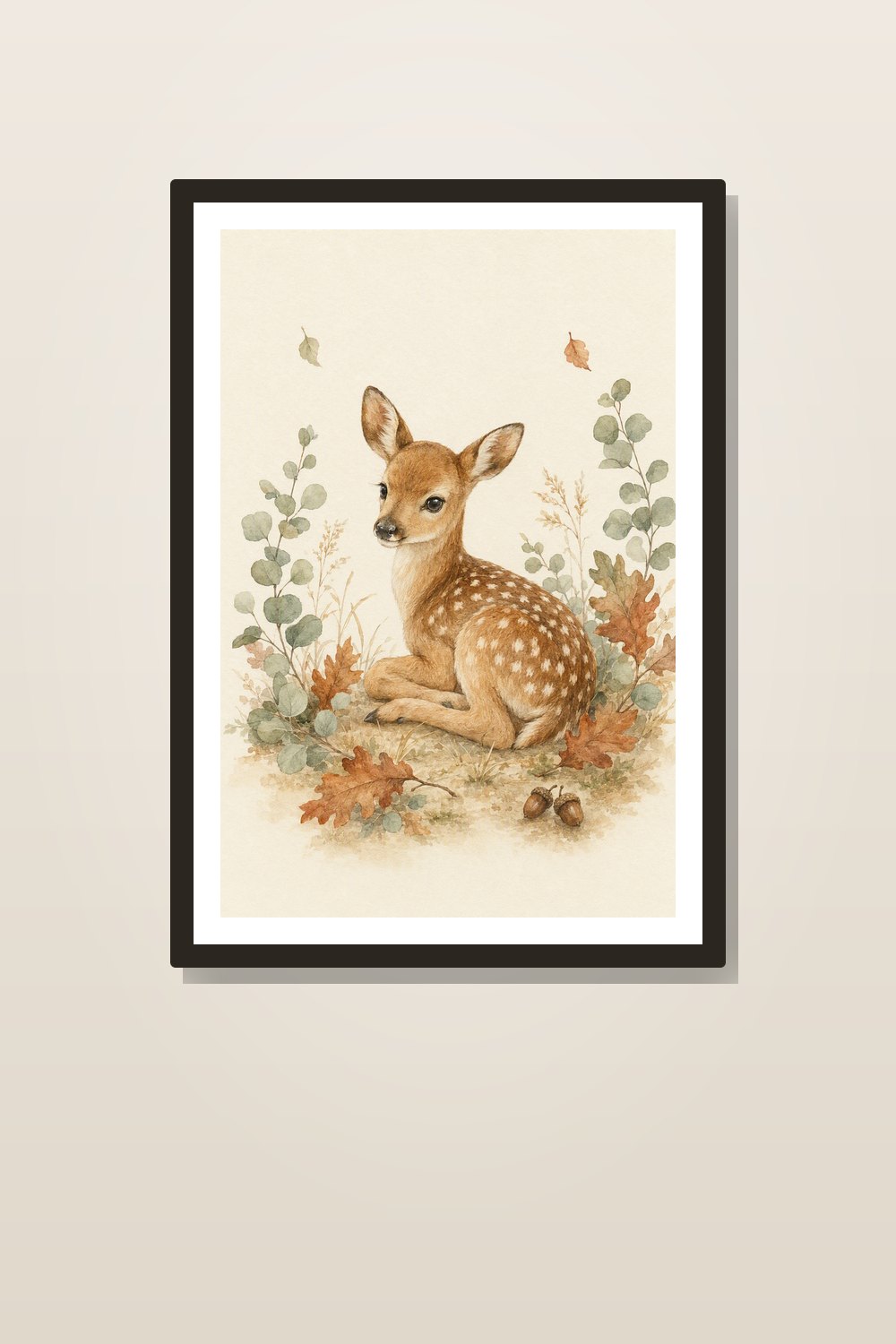 Autumn Woodland Nursery Wall Art Printable Set of 6, Watercolor Fawn Bunny Squirrel Prints