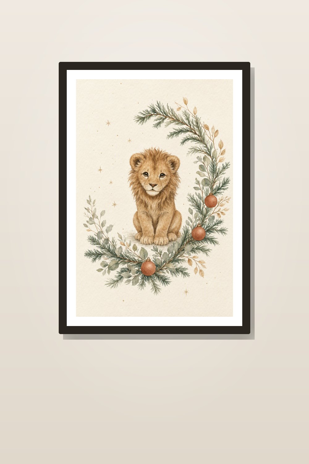 Boho Christmas Safari Nursery Wall Art Set of 6, Neutral Lion Giraffe Zebra Prints