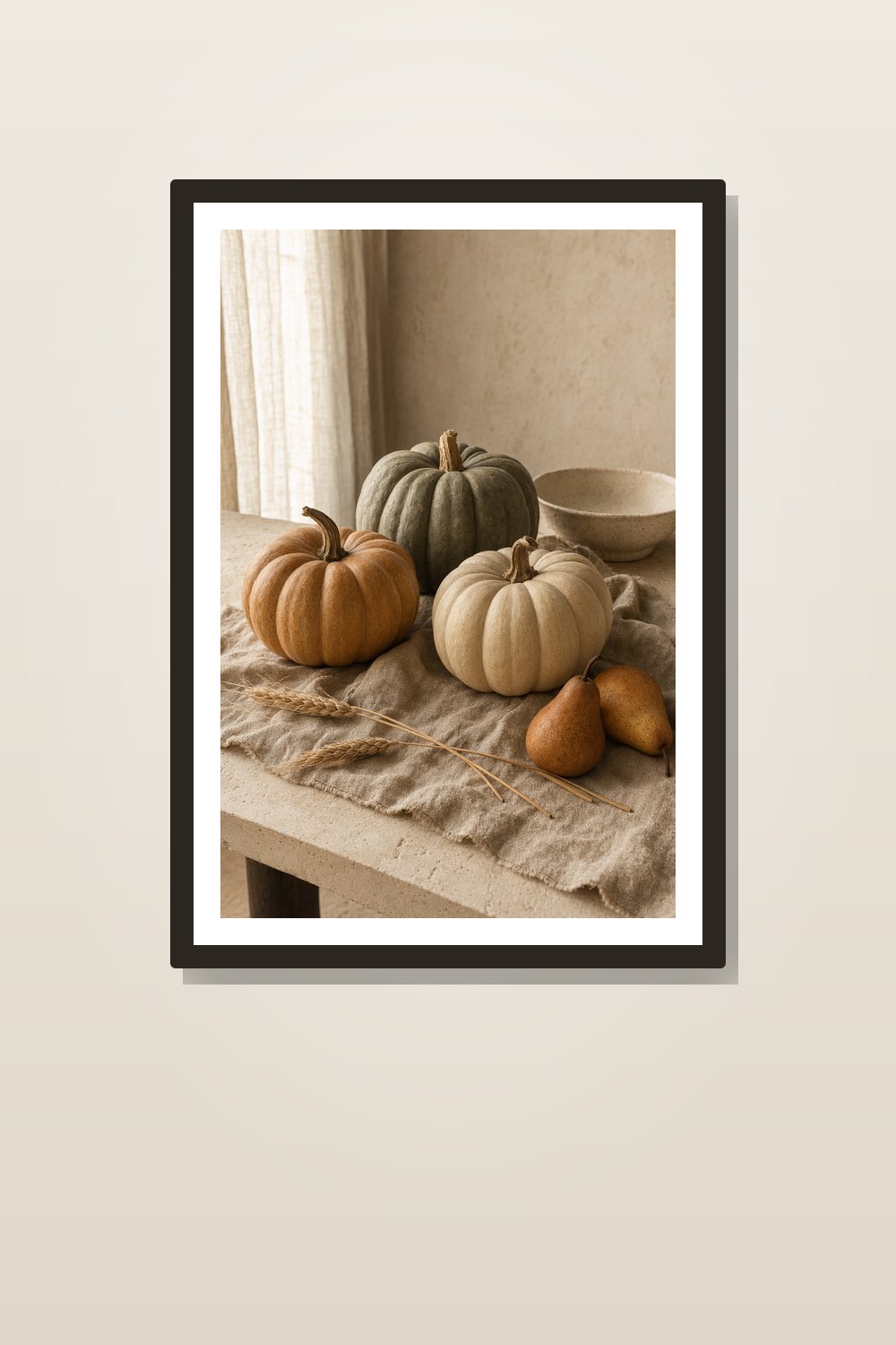 Neutral Thanksgiving Wall Art Printable Set, 6 Harvest Tablescape Prints