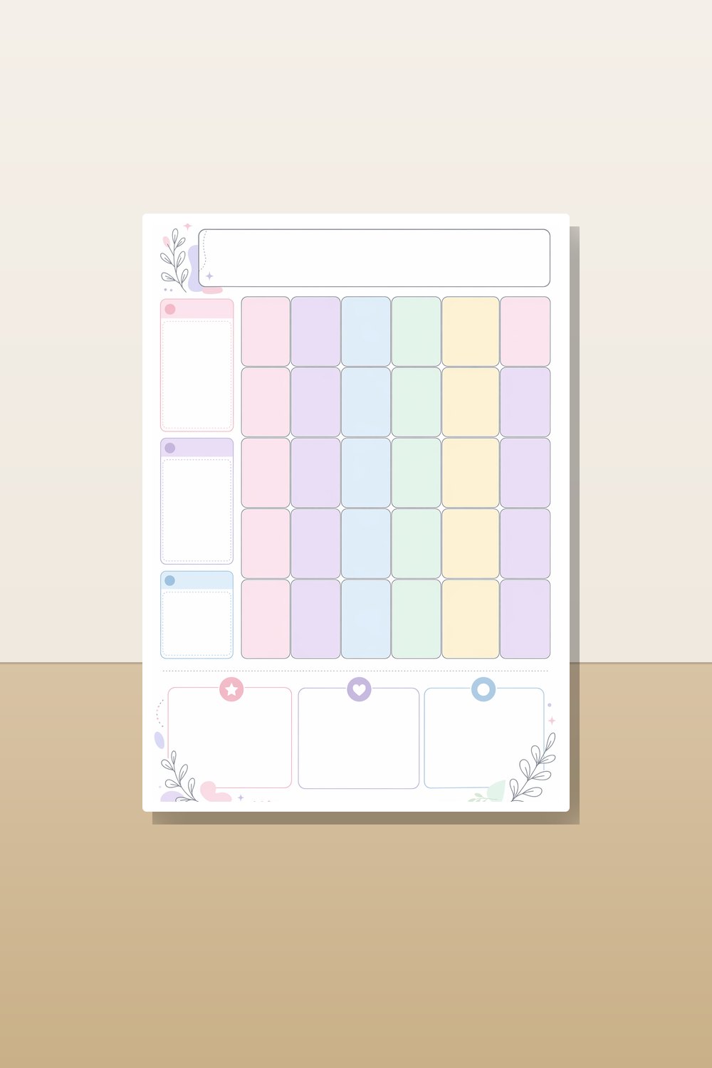 ADHD Monthly Calendar Printable for Women, Large Print Pastel ADHD-Friendly Monthly Planner PDF Bundle, Visual Undated Calendar Set