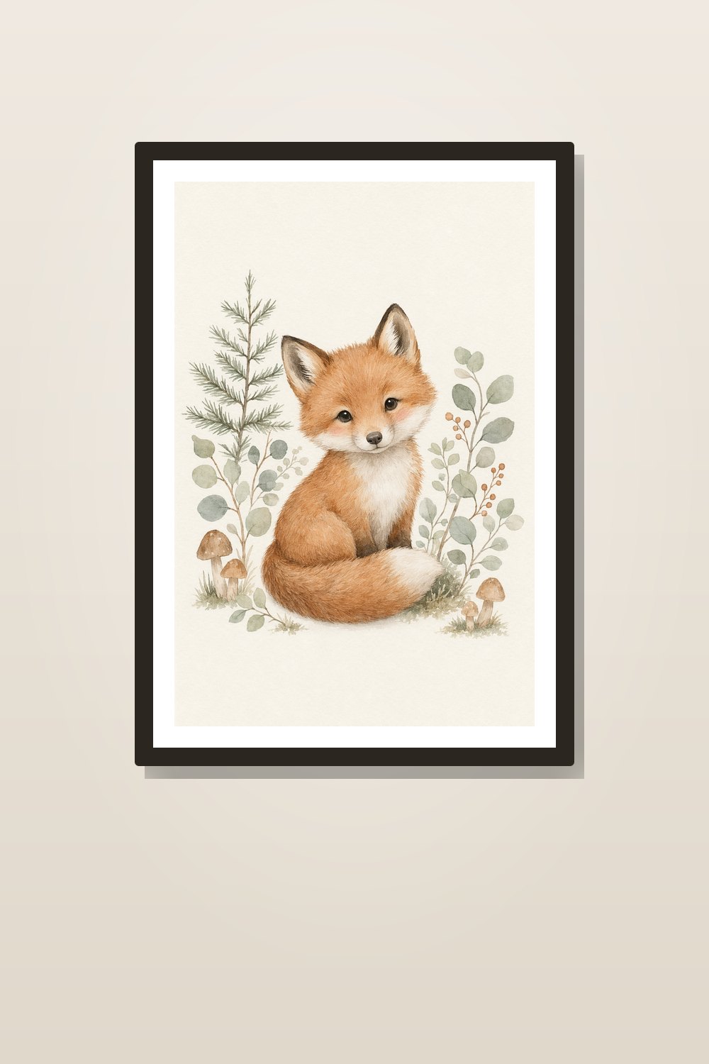 Affiche Murale Chambre Bébé Scandinave Forêt – Lot de 6 Affiches Animaux Aquarelle Nordique