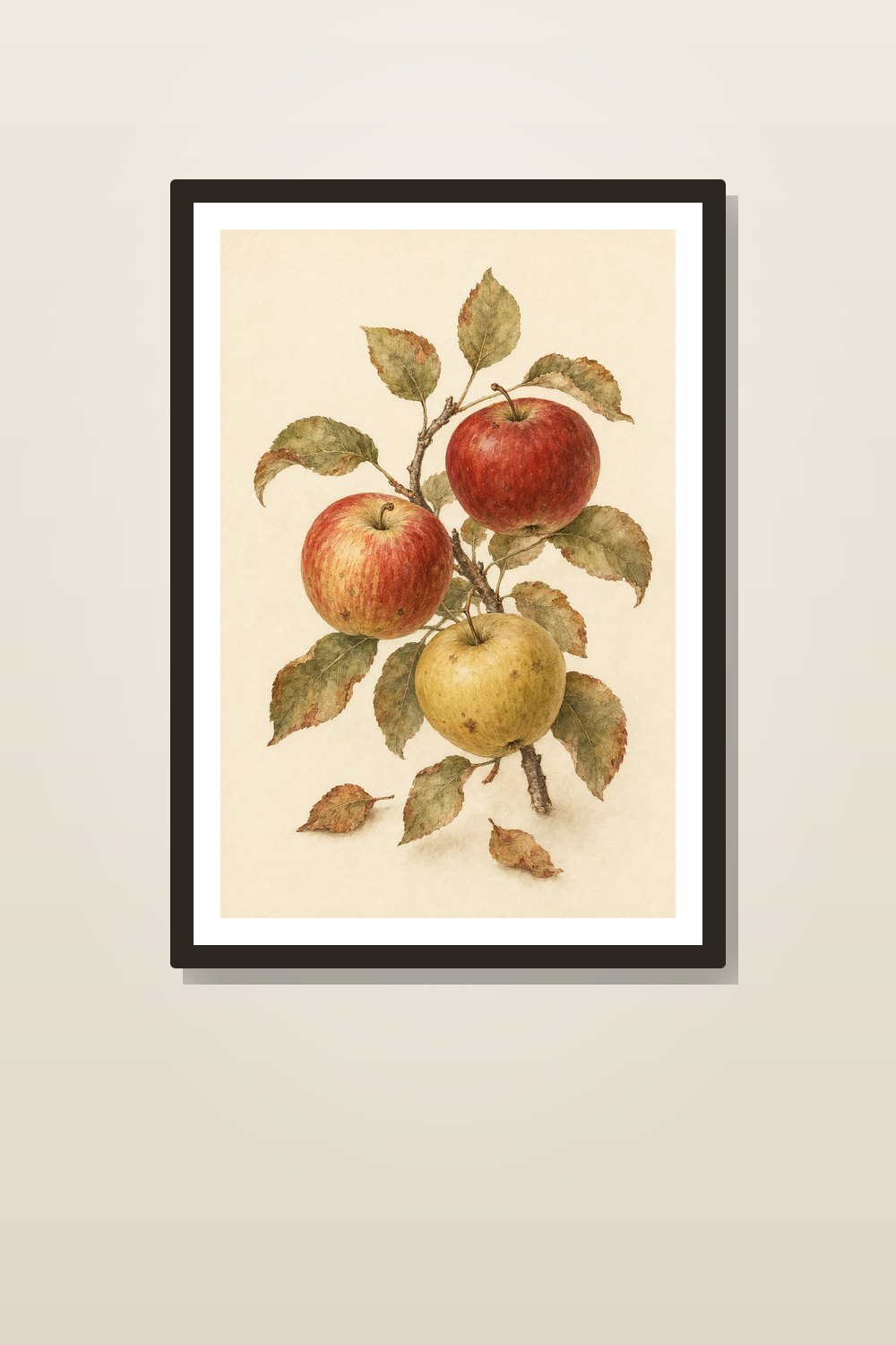 Autumn Orchard Wall Art Printable Set, Vintage Apple Harvest Watercolor Kitchen Decor
