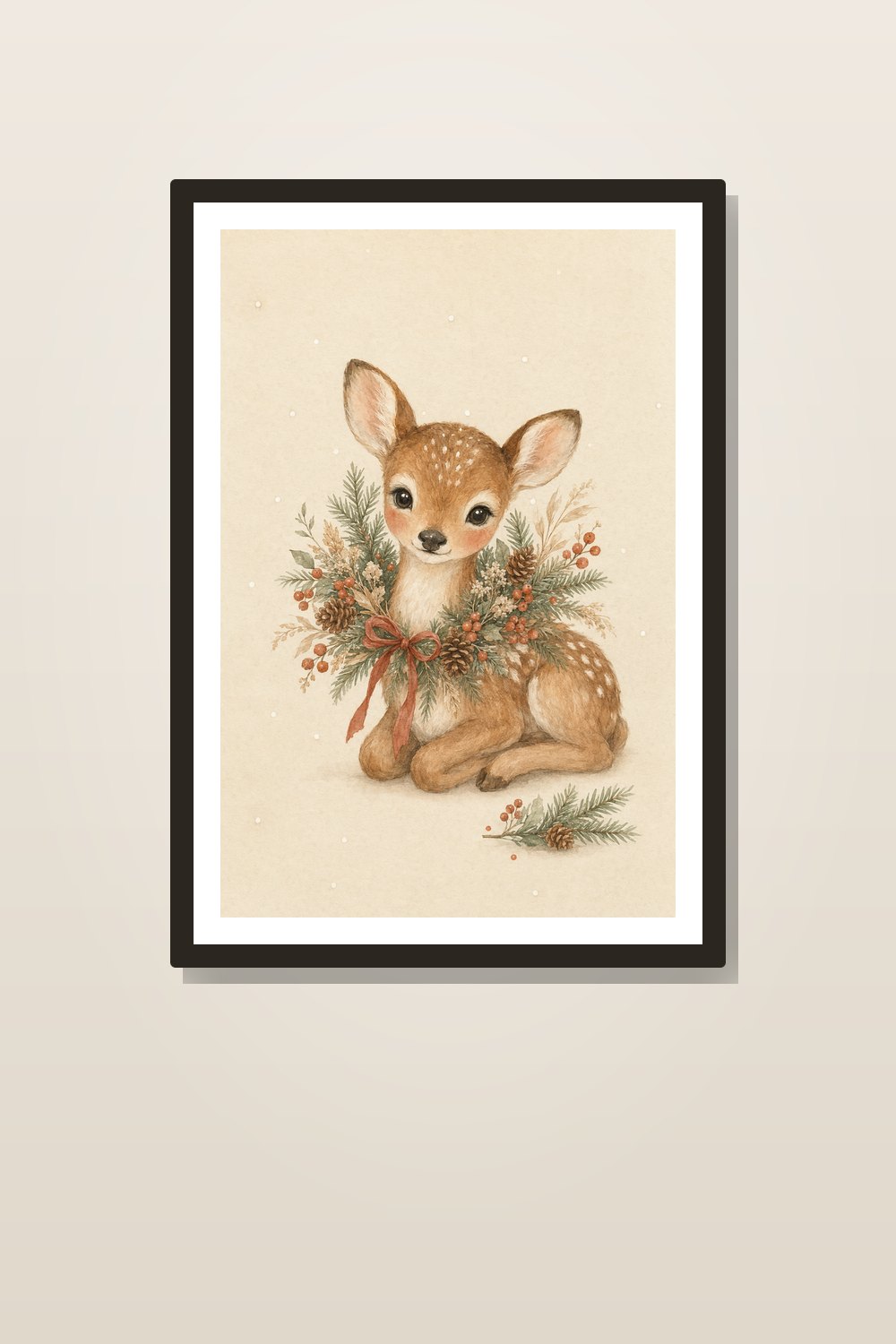 Boho Christmas Nursery Wall Art Set, Woodland Animal Printable Decor