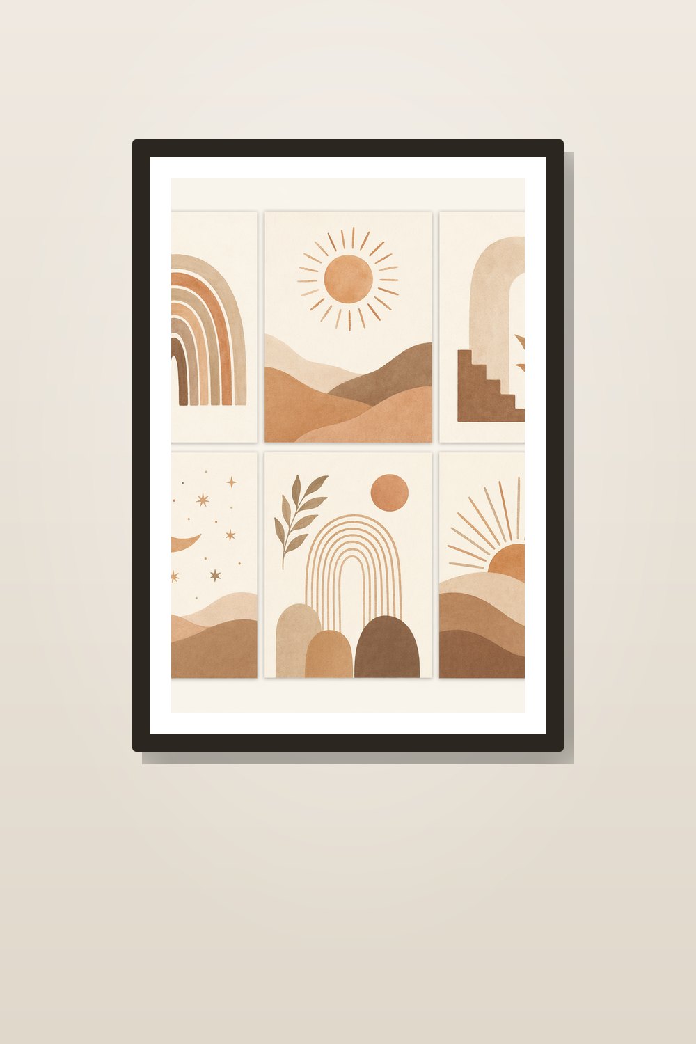 Boho Neutral Nursery Wall Art Set, Rainbow Sun Nursery Prints, Earth Tone Gender Neutral Nursery Decor, Printable Digital Download