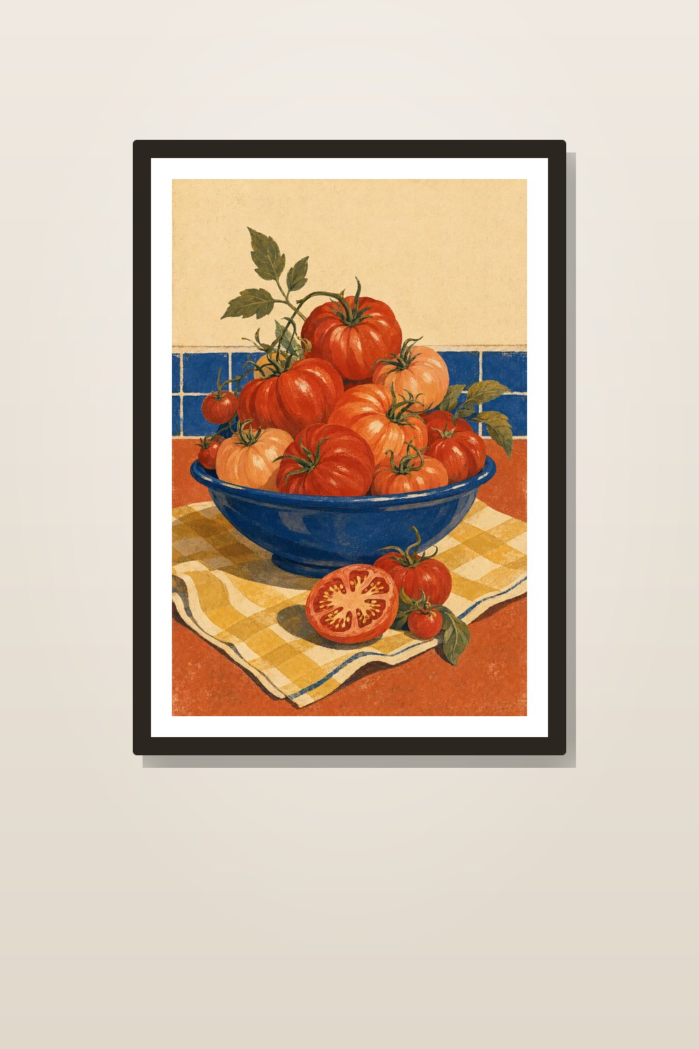 Retro Italian Kitchen Wall Art Printable Set, Tomato Pasta Olive Oil Prints