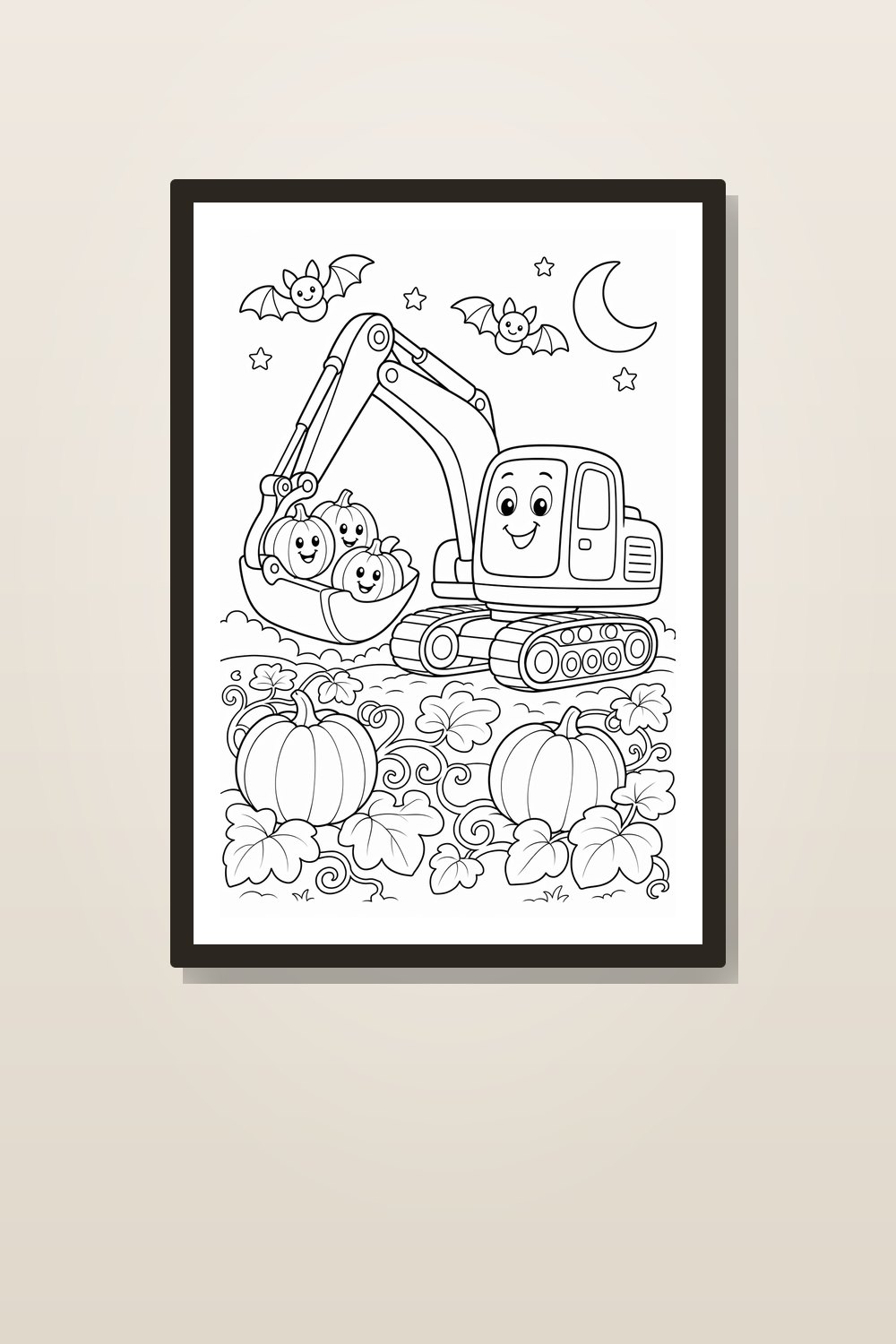 Halloween Construction Vehicle Coloring Pages Printable Bundle