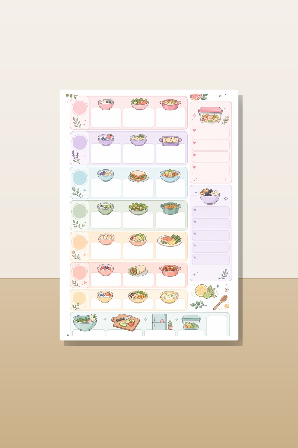 ADHD Meal Planner Printable Bundle, ADHD Grocery List Printable, Visual Meal Planner Printable for Women, Weekly Meal Planning PDF Set
