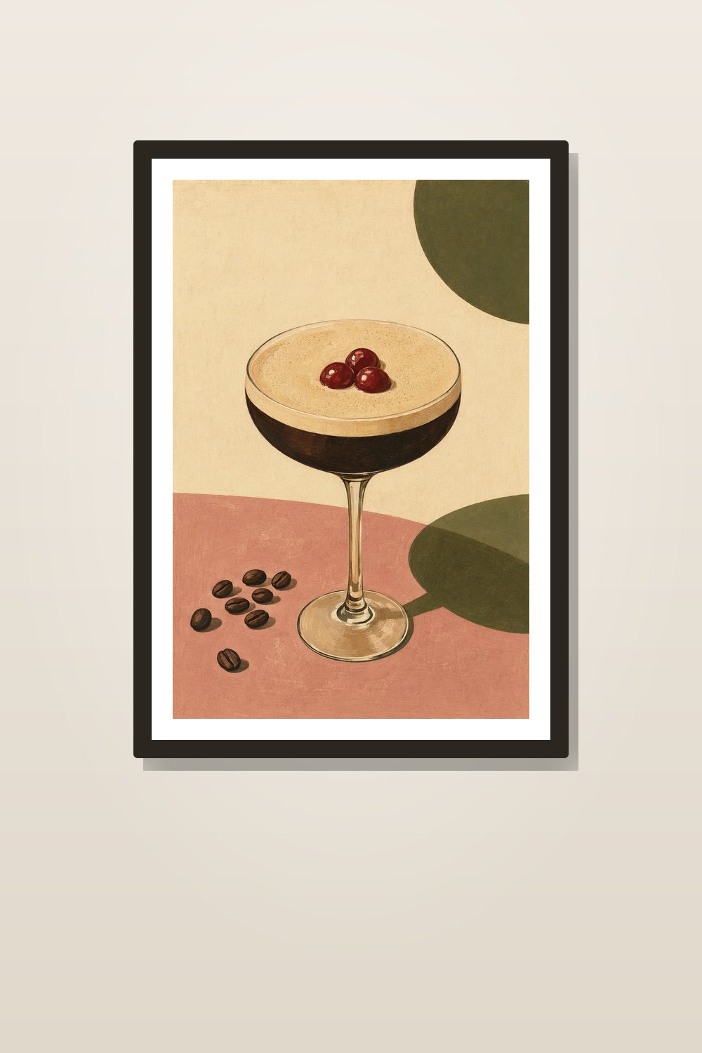 Espresso Martini Wall Art Printable Set, Retro Olive & Cherry Kitchen Decor