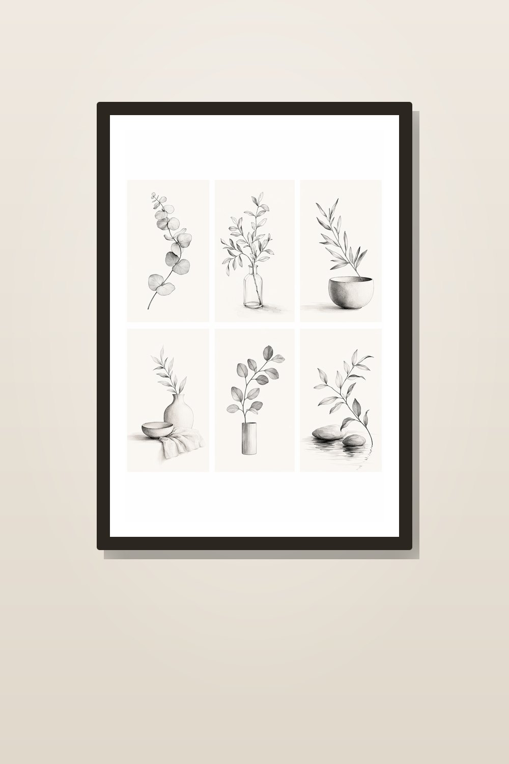 Minimalist Bathroom Wall Art Printable, Black and White Botanical Bathroom Wall Art Set of 3, Neutral Spa Bathroom Decor Download