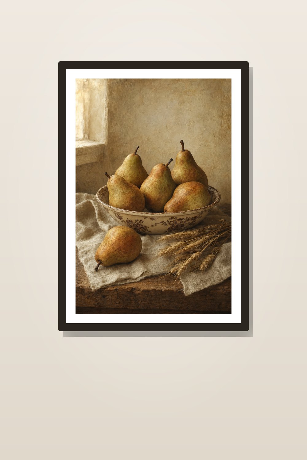 Neutral Thanksgiving Wall Art Printable Set, Harvest Still Life & Brown Transferware Decor