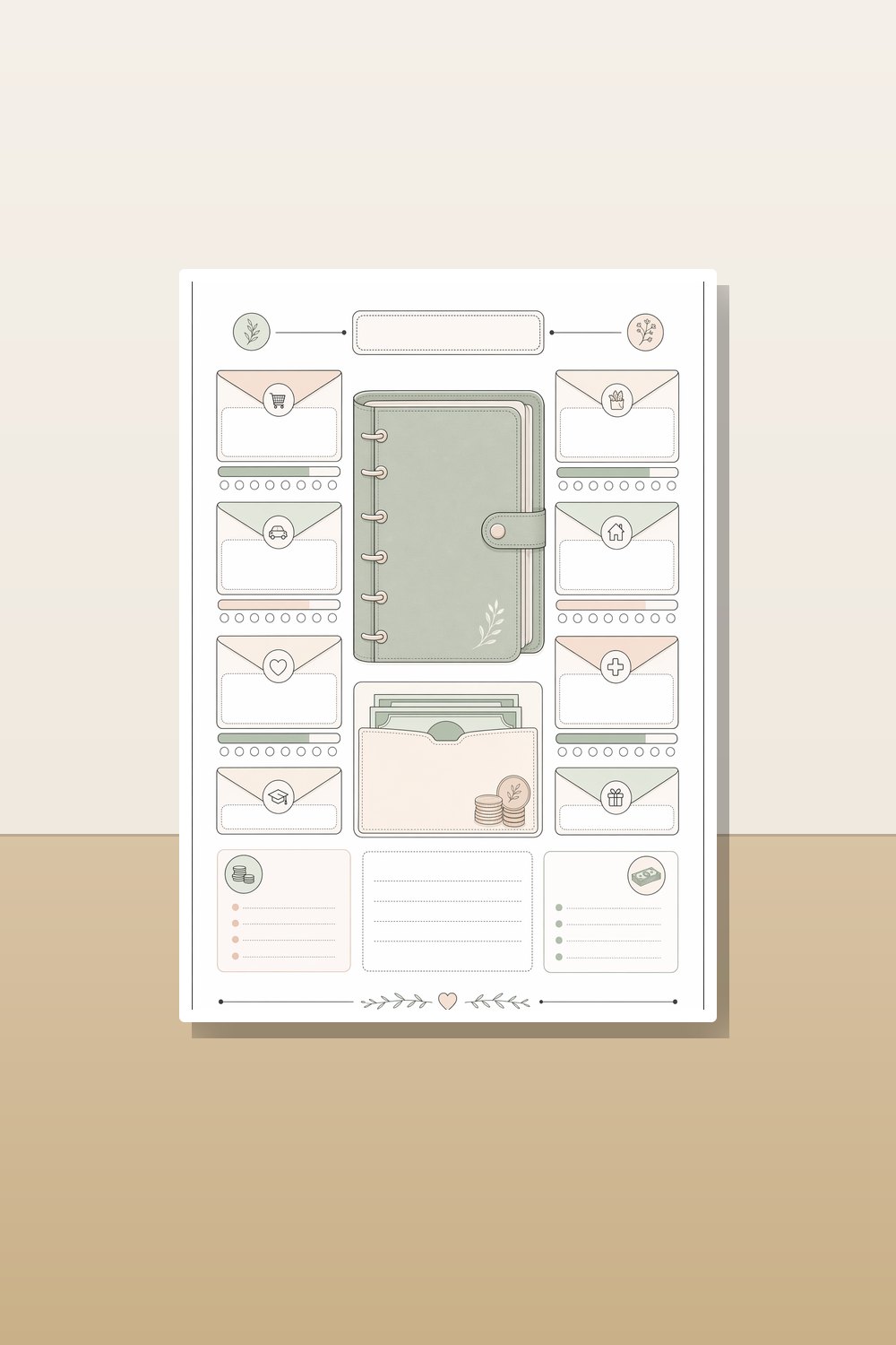 Minimalist Cash Stuffing Budget Binder Printable Set, A5 & Letter Budget Planner PDF, Savings Tracker, Debt Payoff & Bill Tracker