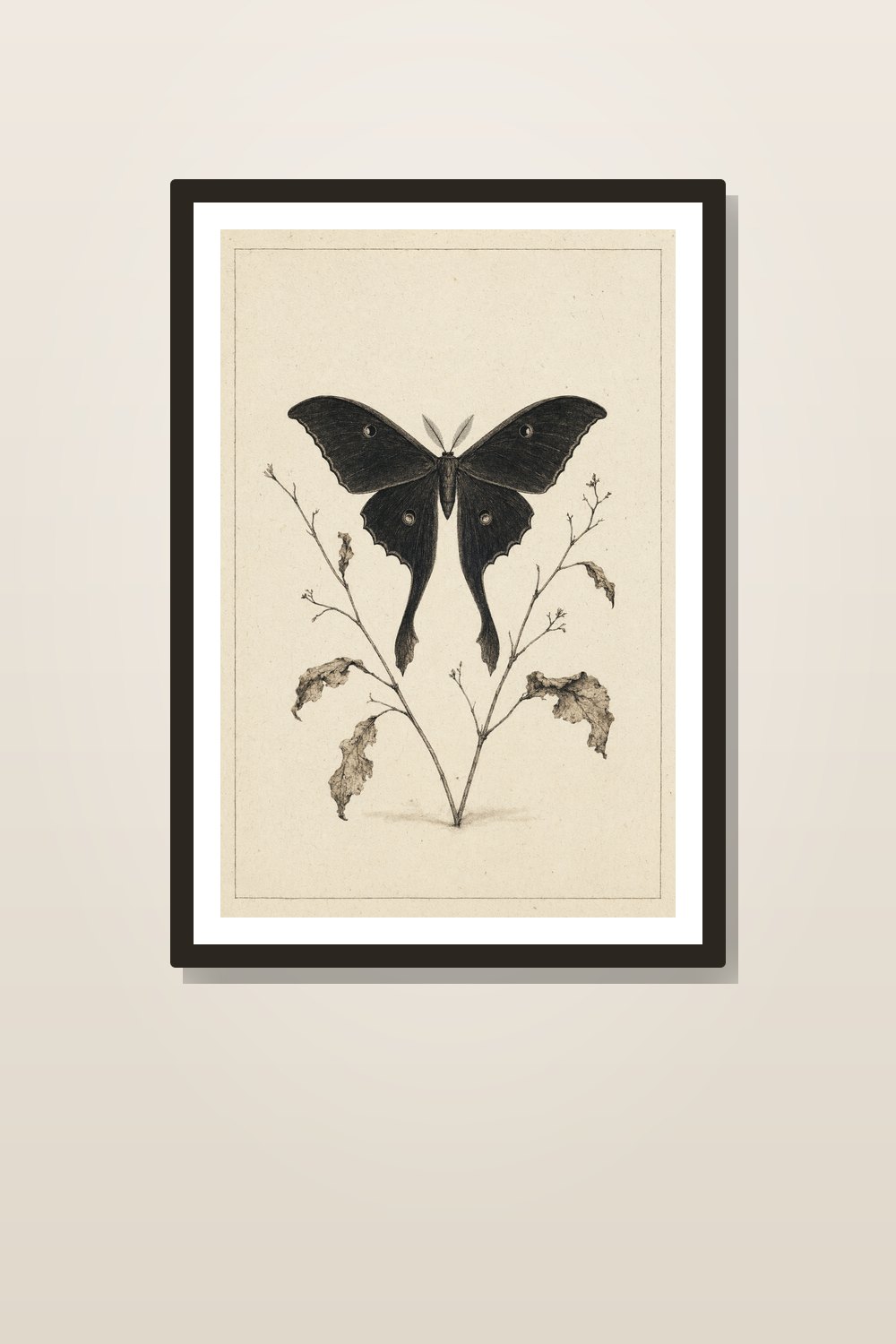 Minimalist Halloween Wall Art Printable Set, Black & Cream Gothic Botanical Gallery Wall